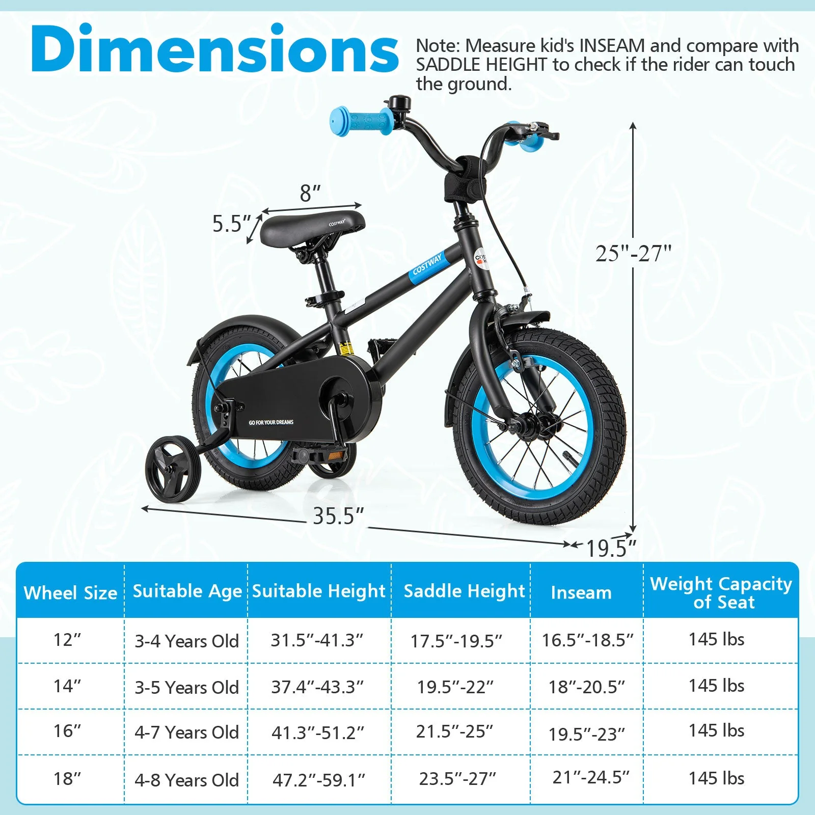 Kids Bike with Adjustable Handlebar and Saddle Black-12 Inches - Image 4