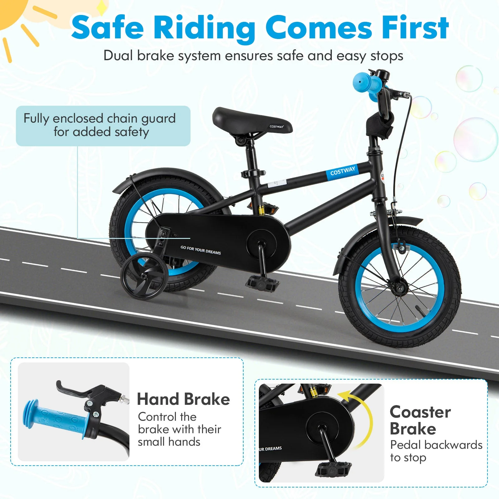 Kids Bike with Adjustable Handlebar and Saddle Black-12 Inches - Image 6
