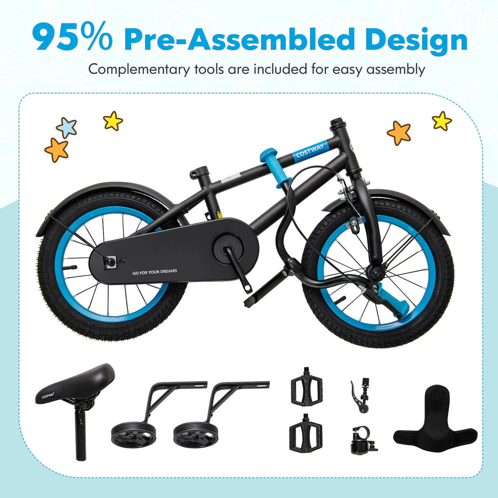 Kids Bike with Adjustable Handlebar and Saddle Black-12 Inches - Image 7