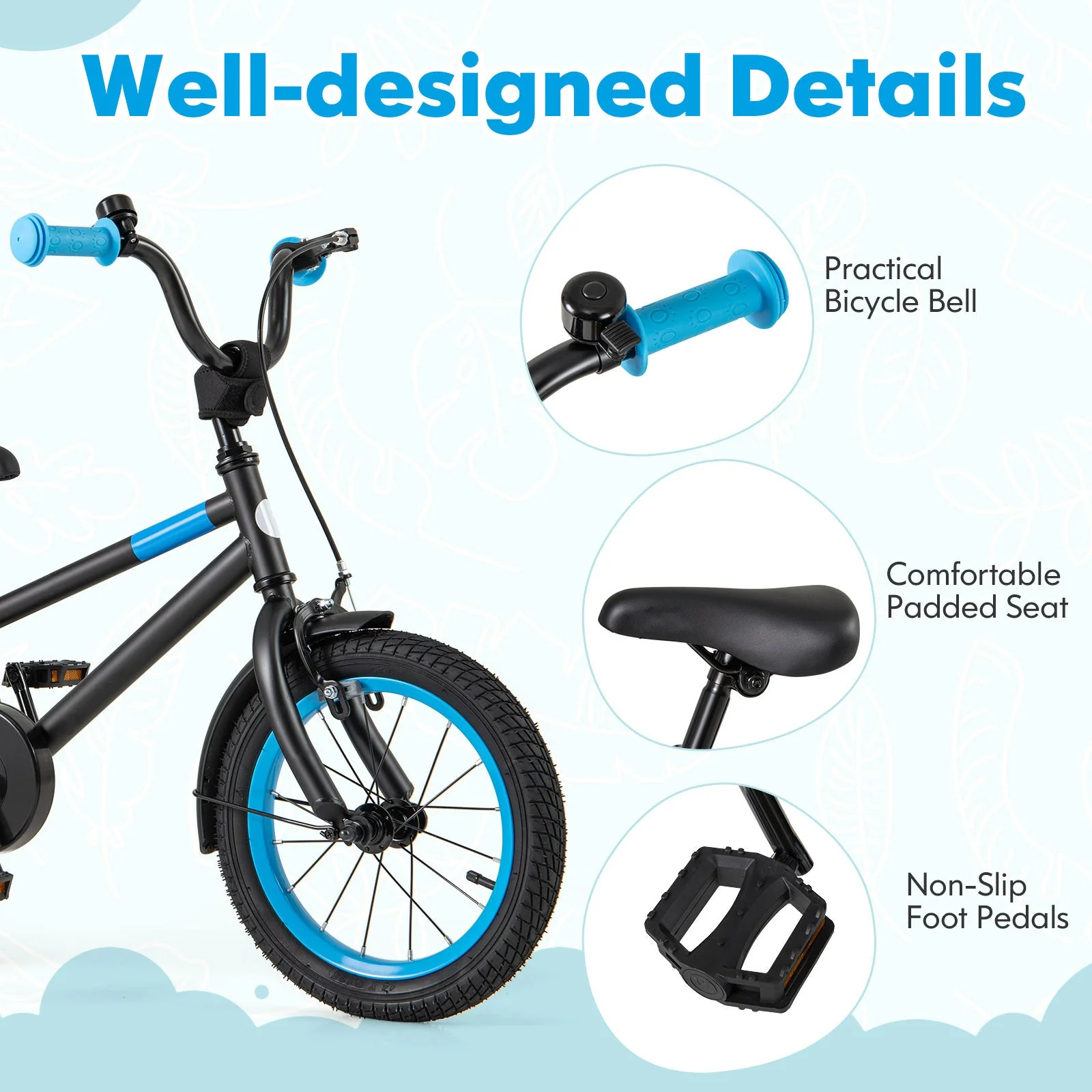 Kids Bike with Adjustable Handlebar and Saddle Black-14 inches - Image 5