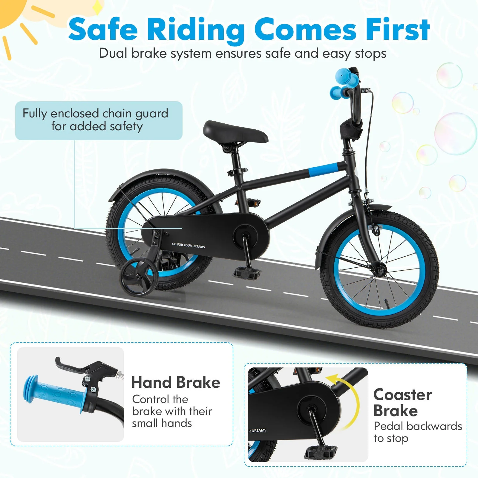Kids Bike with Adjustable Handlebar and Saddle Black-14 inches - Image 7