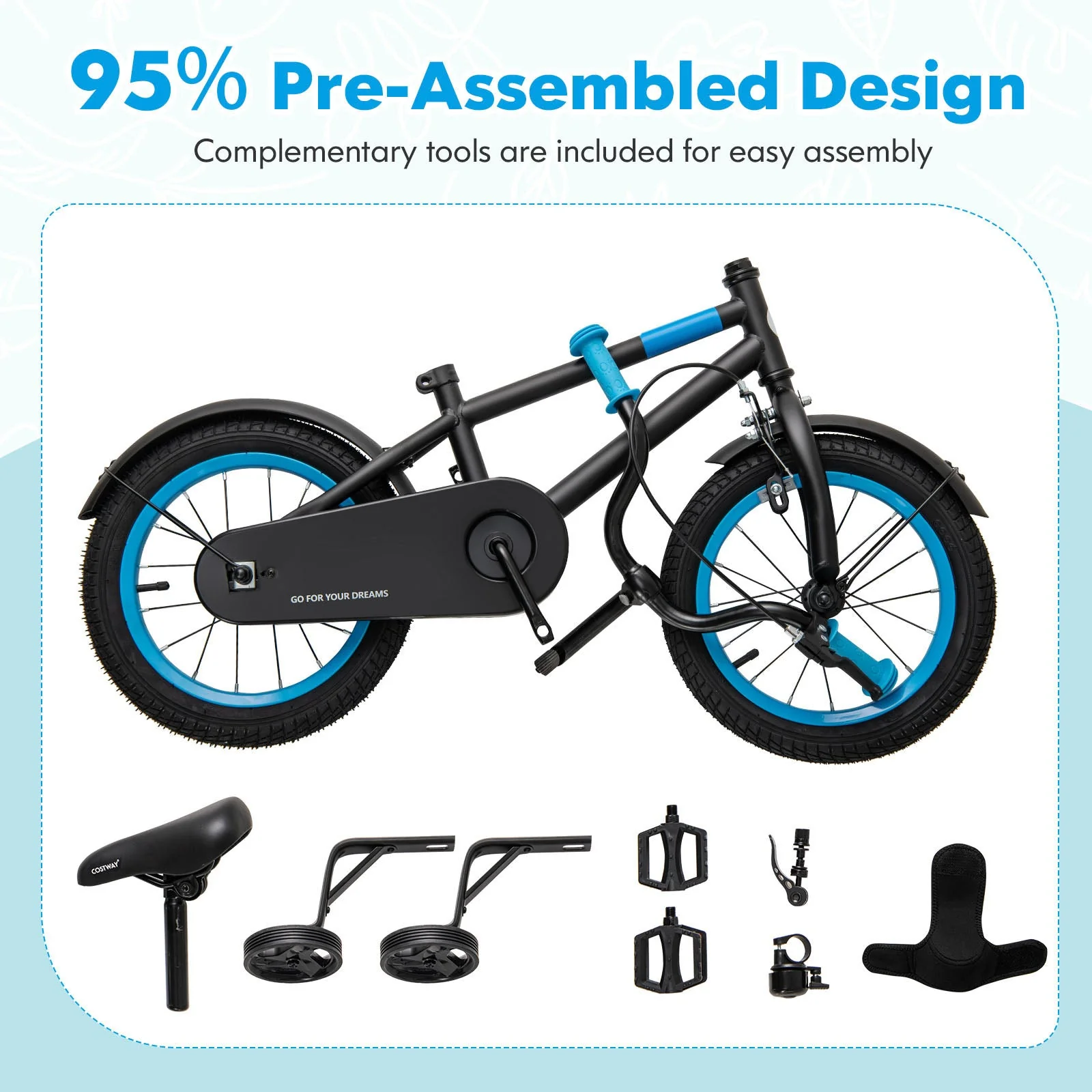 Kids Bike with Adjustable Handlebar and Saddle Black-14 inches - Image 8