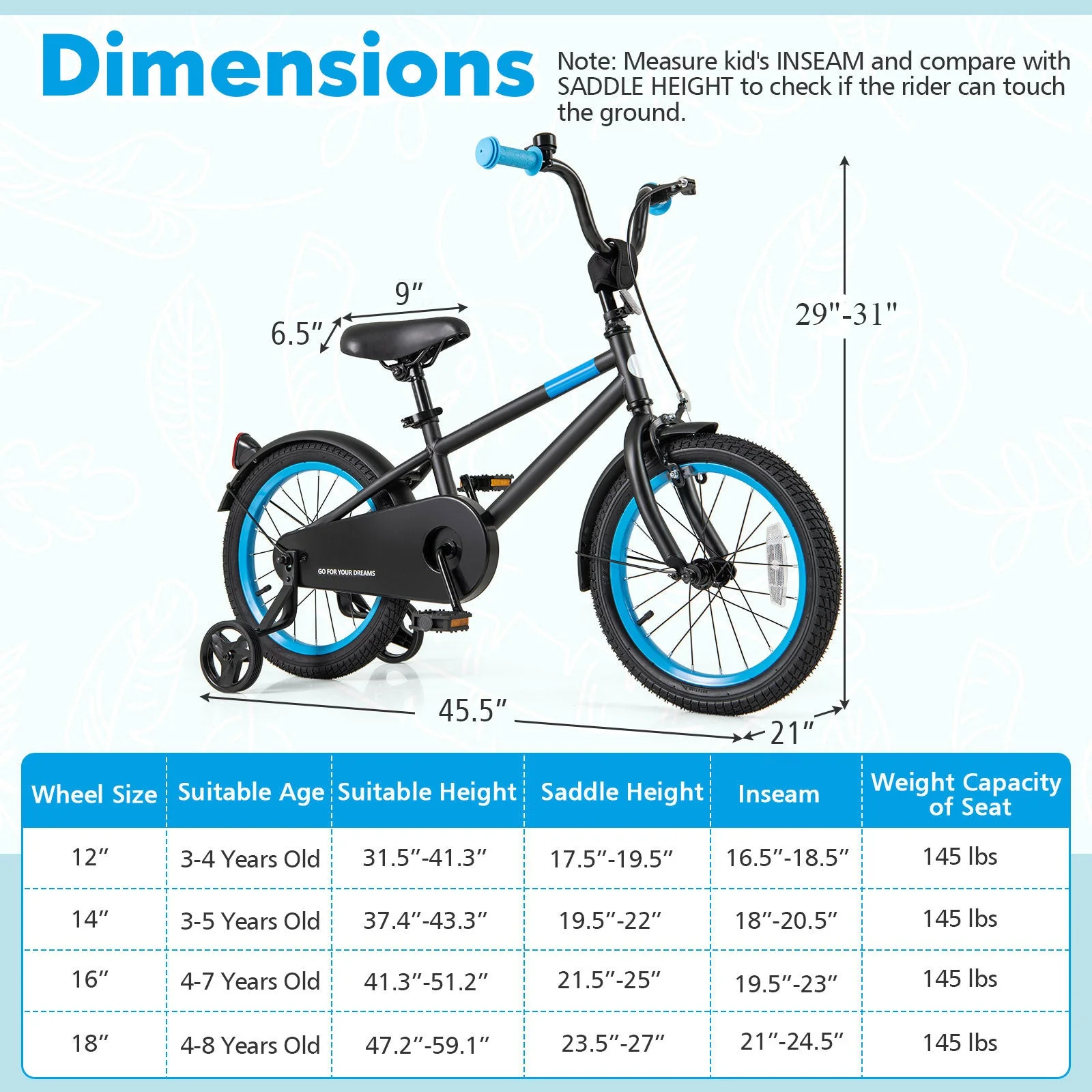 Kids Bike with Adjustable Handlebar and Saddle Black-16 inches - Image 4