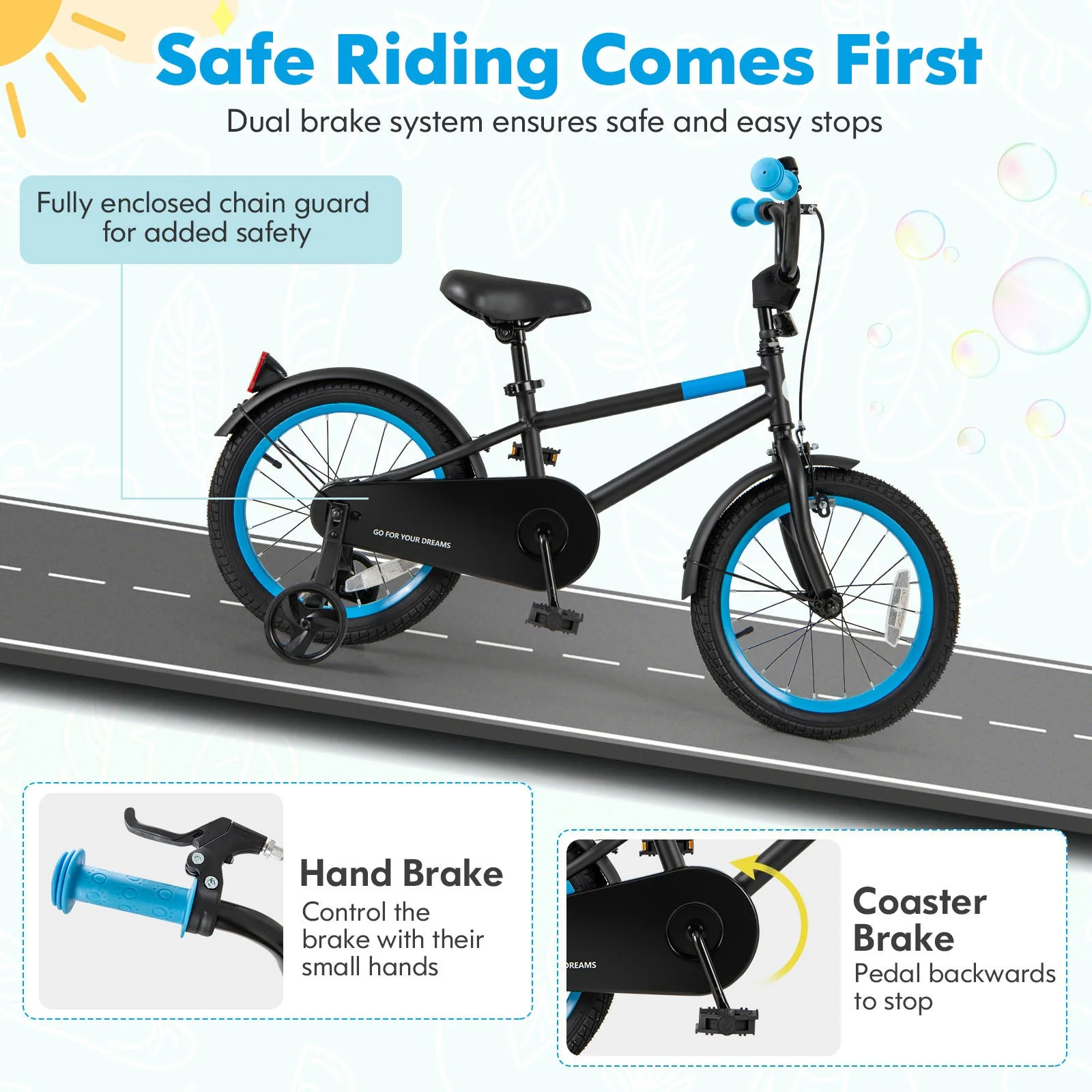 Kids Bike with Adjustable Handlebar and Saddle Black-16 inches - Image 7