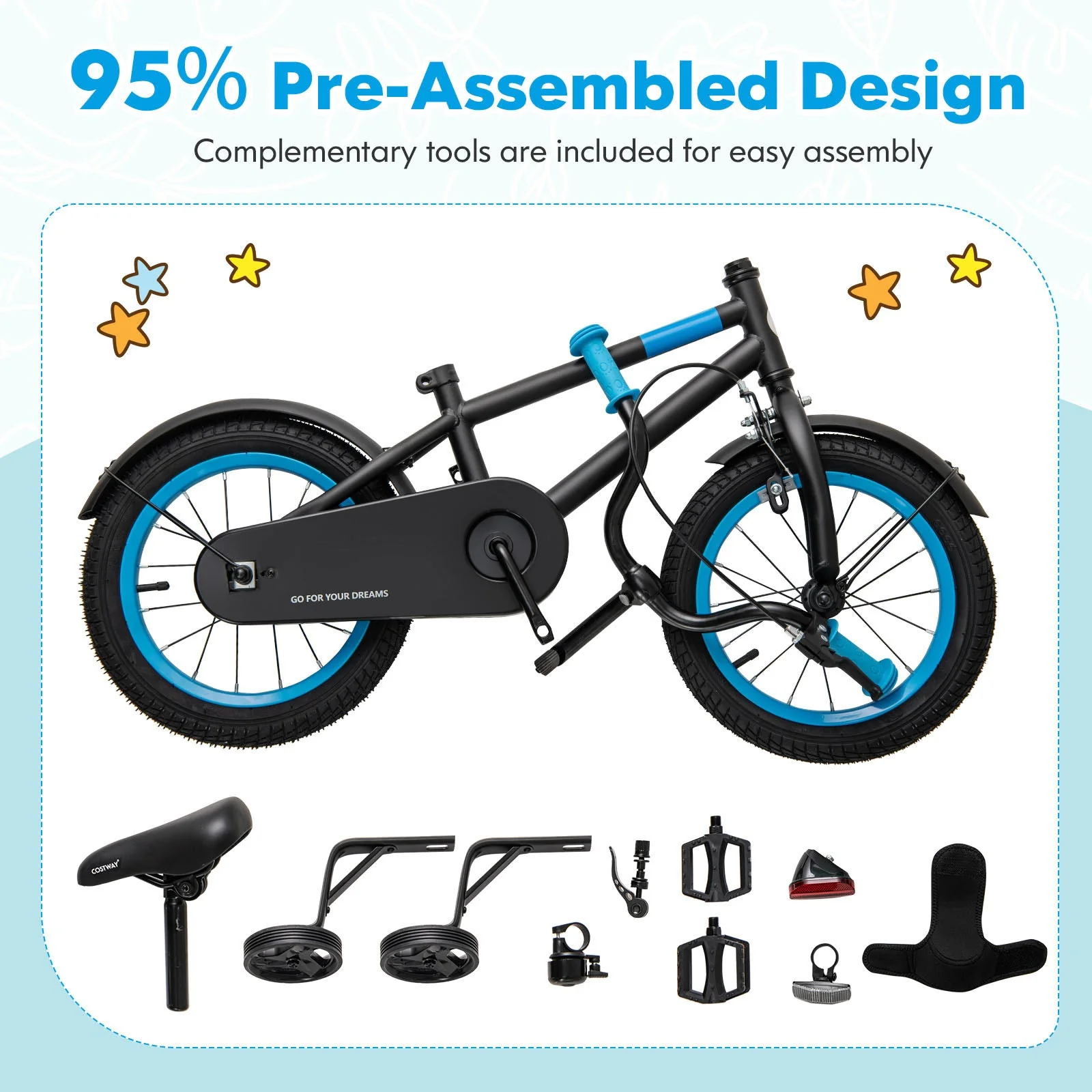 Kids Bike with Adjustable Handlebar and Saddle Black-16 inches - Image 8