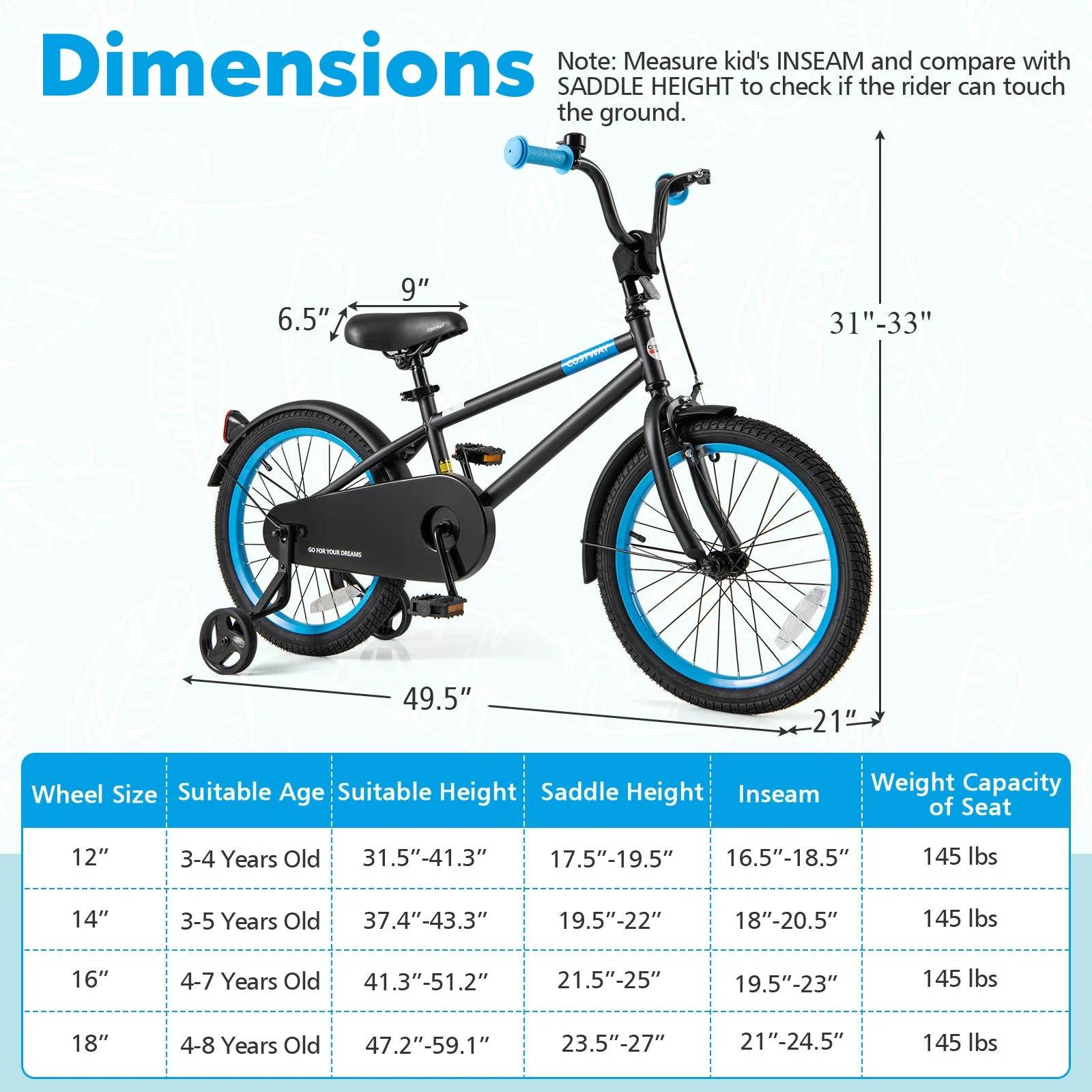 Kids Bike with Adjustable Handlebar and Saddle Black-18 Inches - Image 4