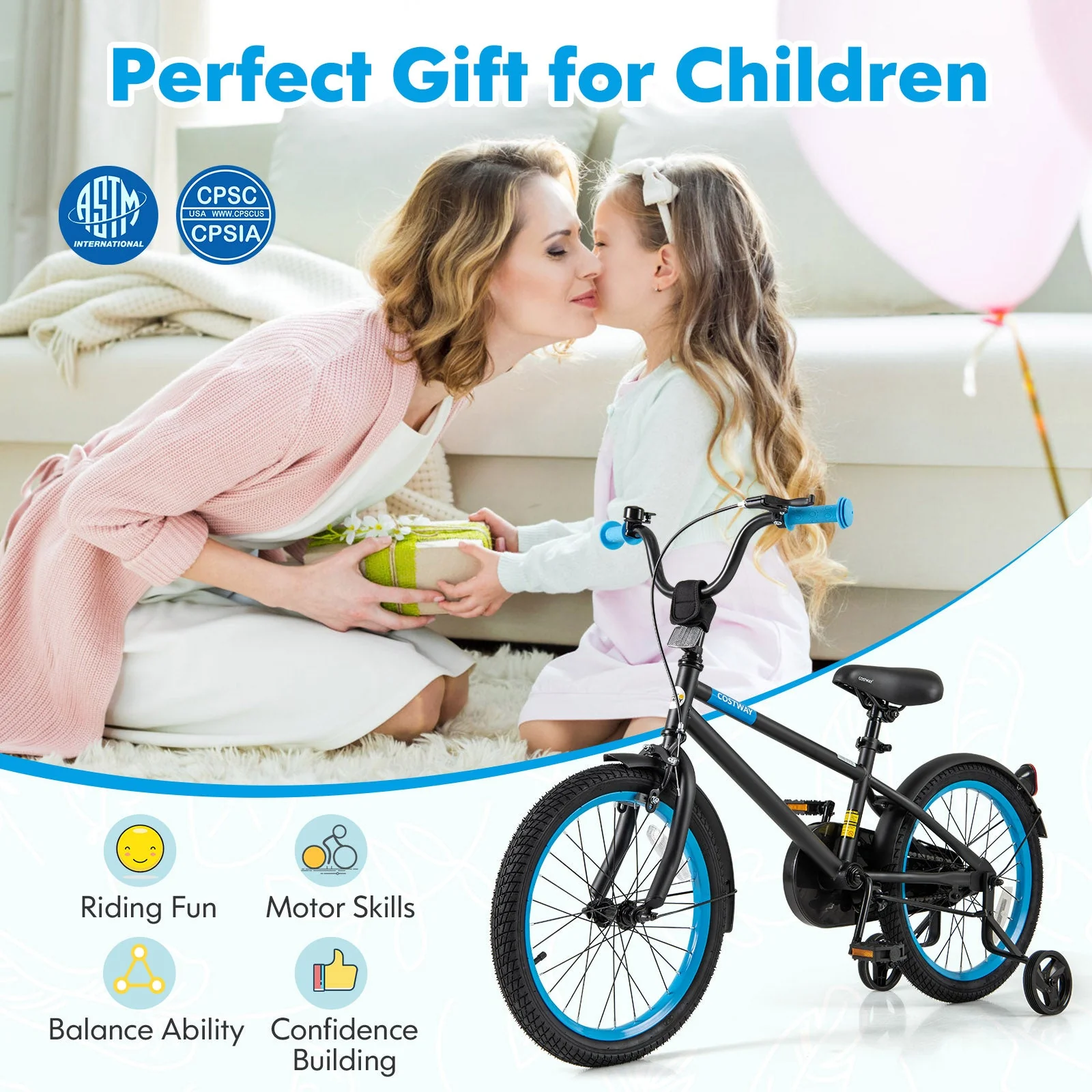 Kids Bike with Adjustable Handlebar and Saddle Black-18 Inches - Image 5
