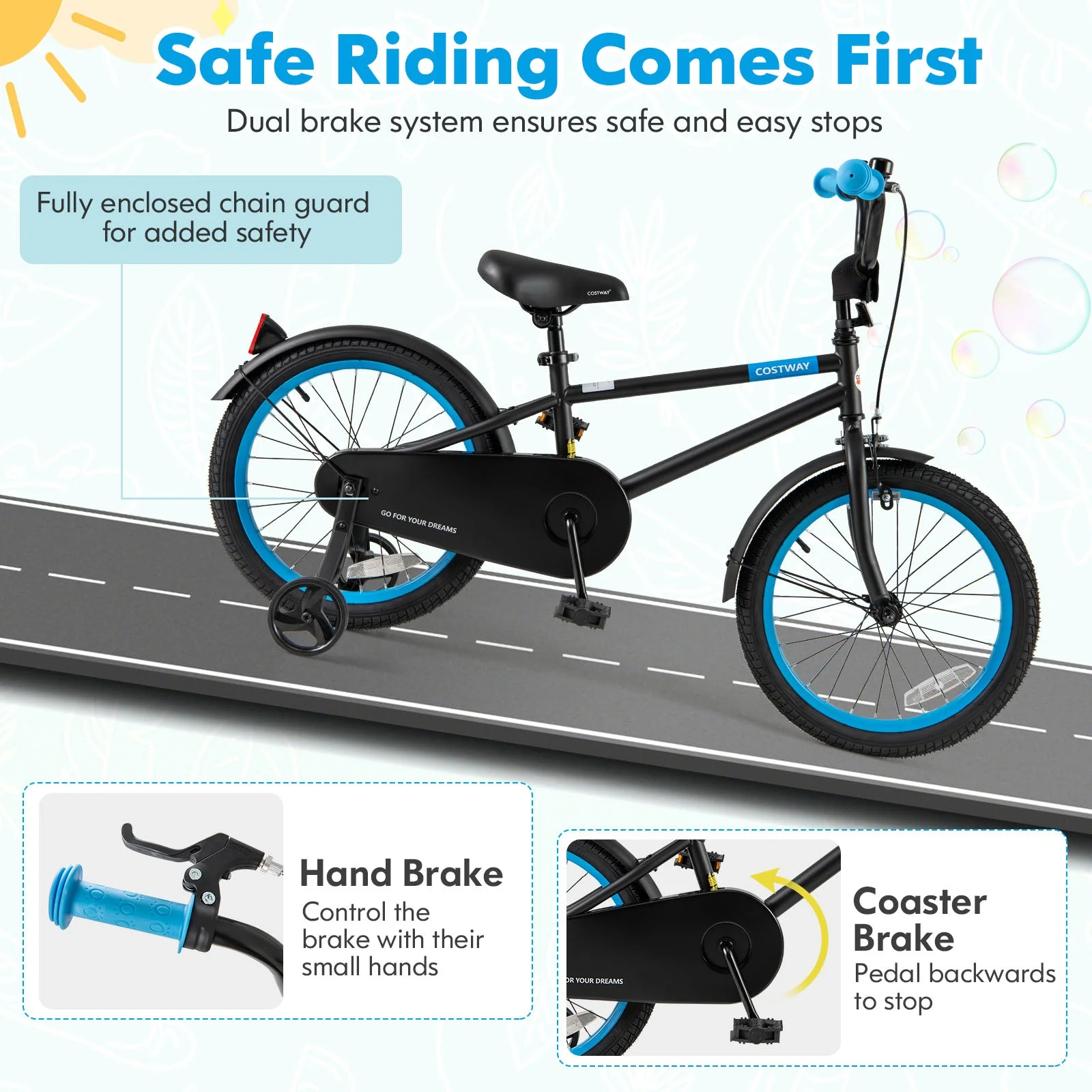 Kids Bike with Adjustable Handlebar and Saddle Black-18 Inches - Image 7
