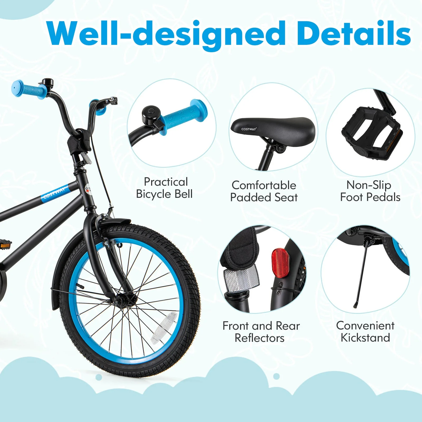 Kids Bike with Adjustable Handlebar and Saddle Black-18 Inches - Image 8