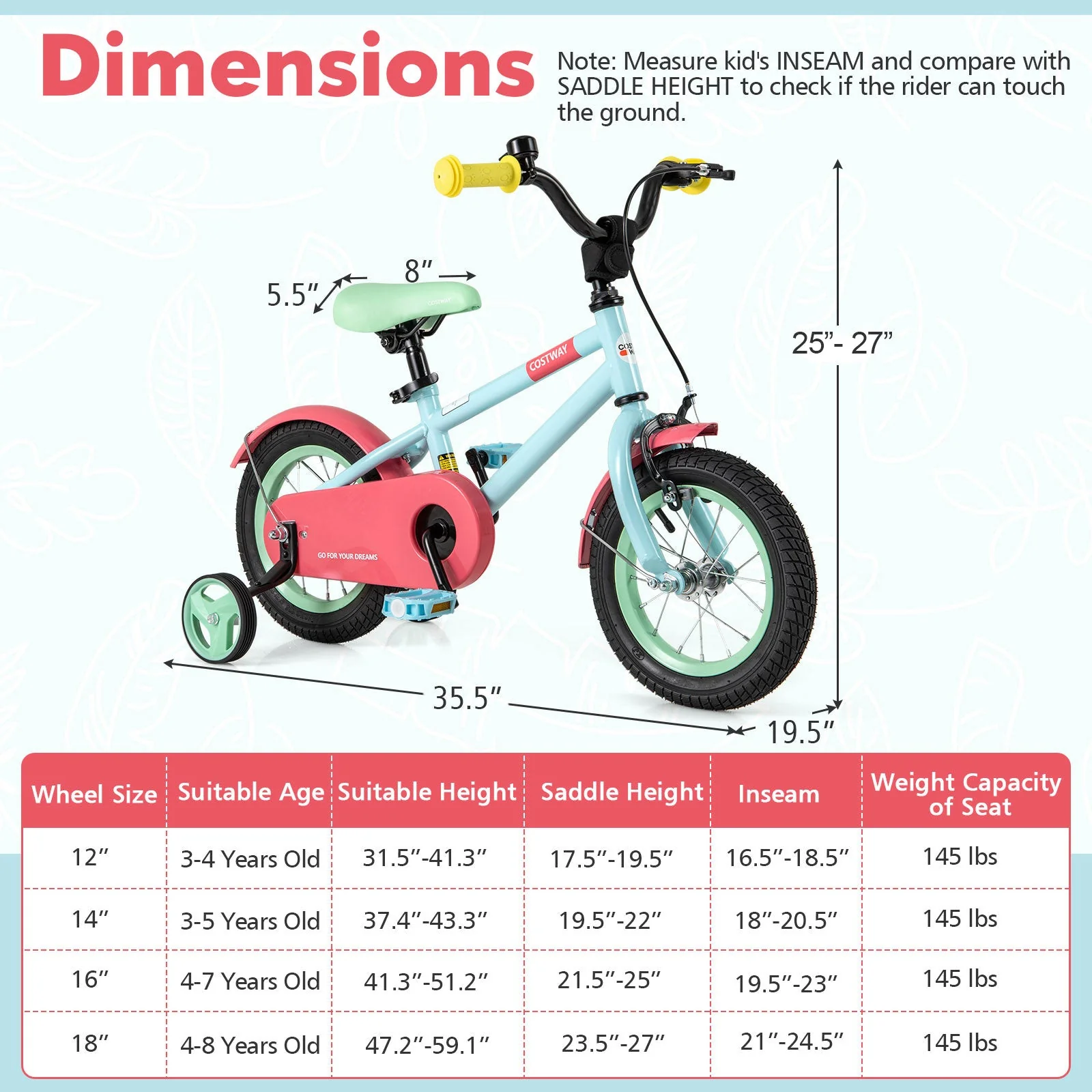 Kids Bike with Adjustable Handlebar and Saddle Blue-12 Inches - Image 4