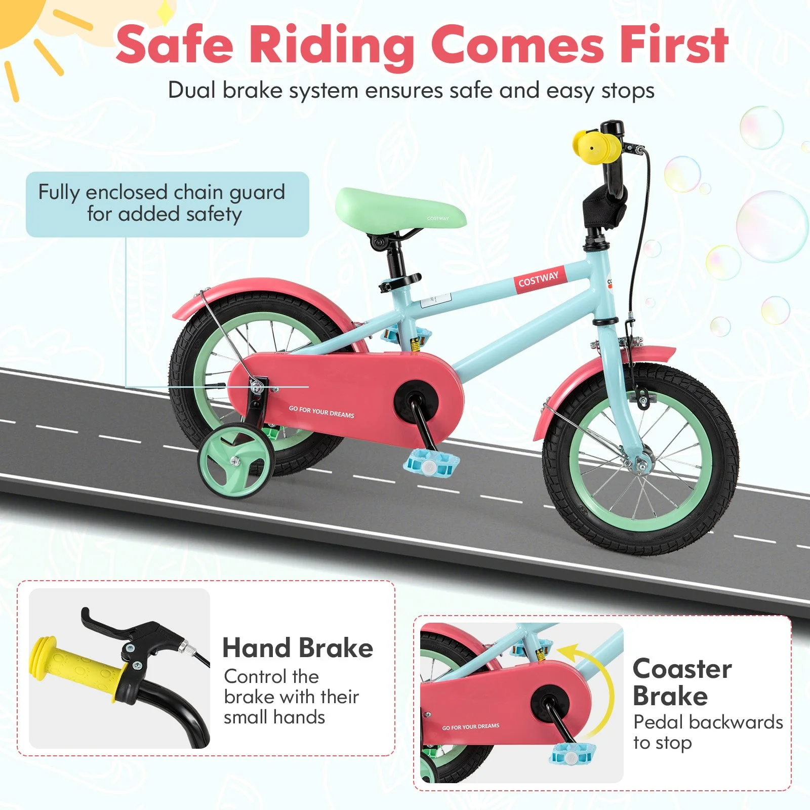 Kids Bike with Adjustable Handlebar and Saddle Blue-12 Inches - Image 6