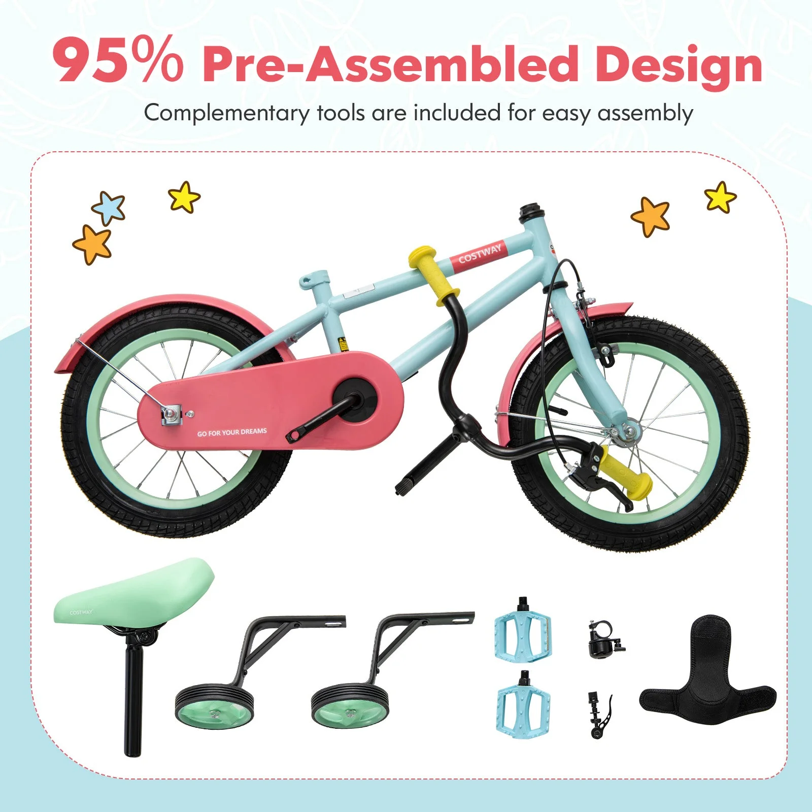 Kids Bike with Adjustable Handlebar and Saddle Blue-12 Inches - Image 7