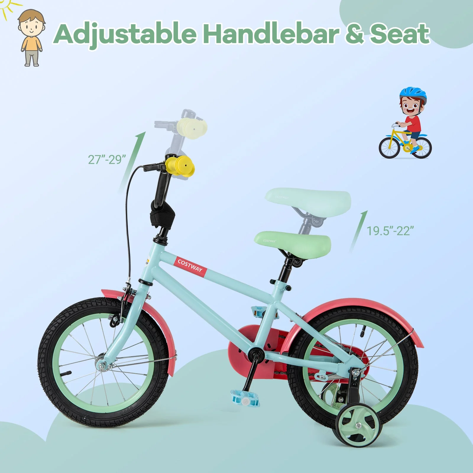 Kids Bike with Adjustable Handlebar and Saddle Blue-14 inches - Image 7