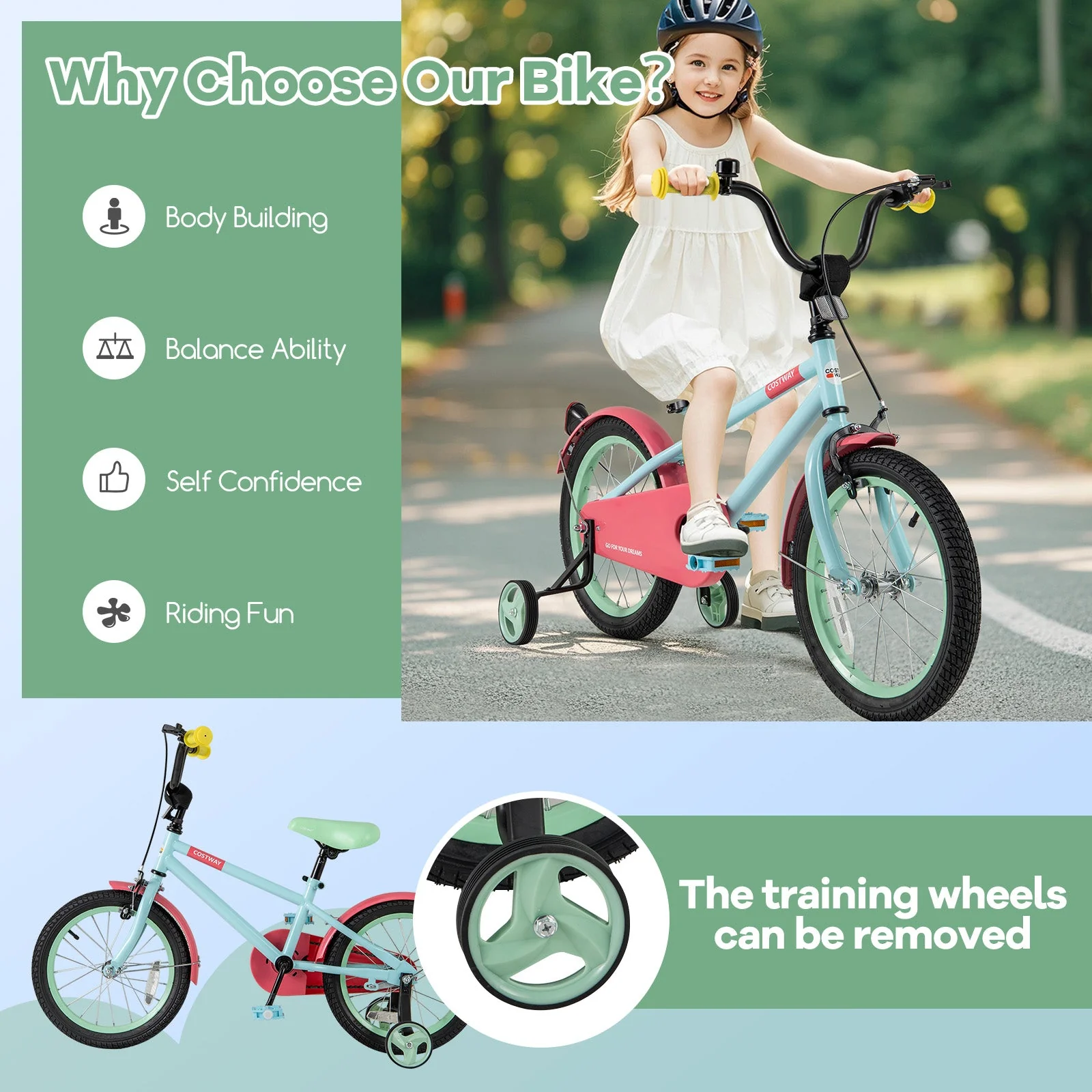 Kids Bike with Adjustable Handlebar and Saddle Blue-16 inches - Image 5