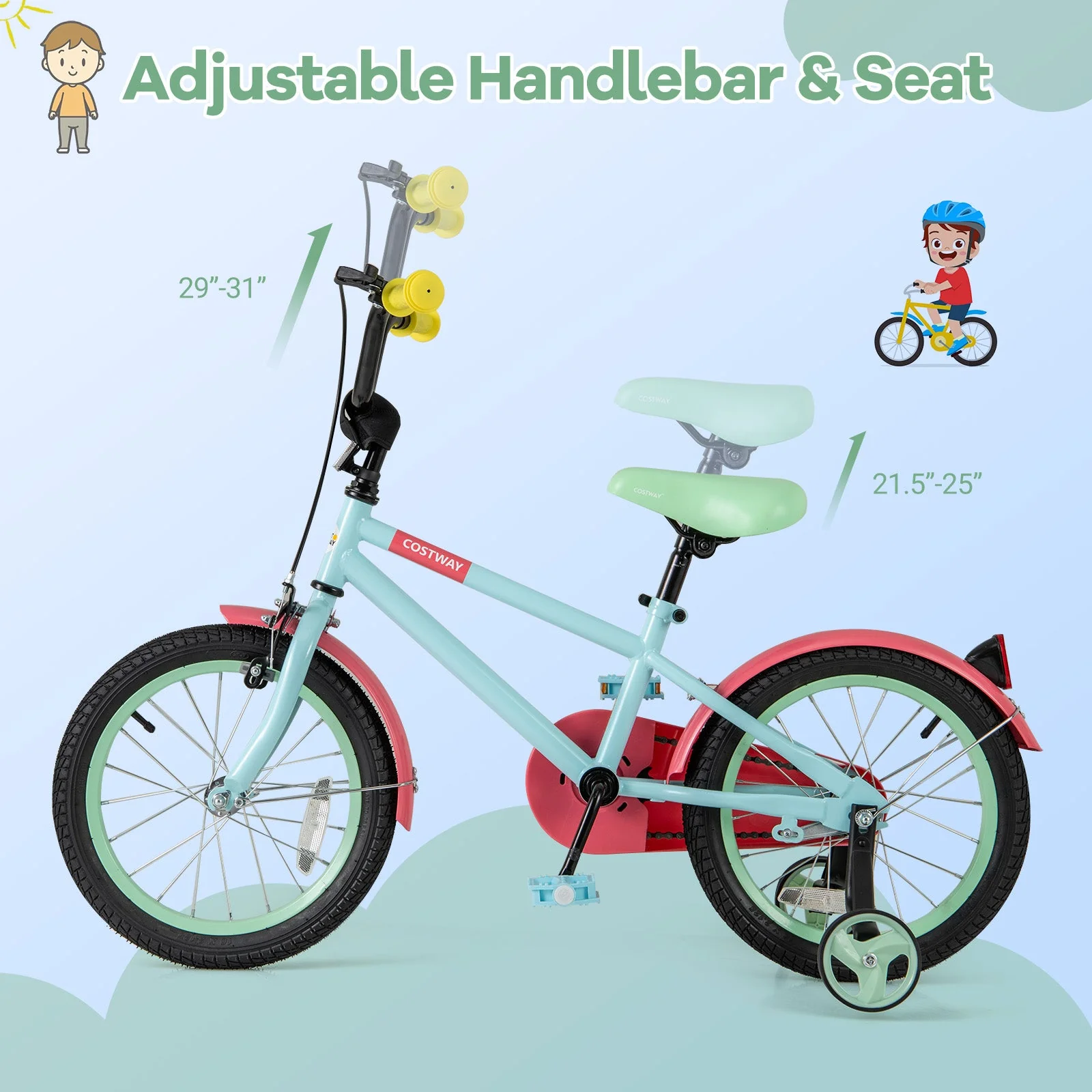 Kids Bike with Adjustable Handlebar and Saddle Blue-16 inches - Image 8