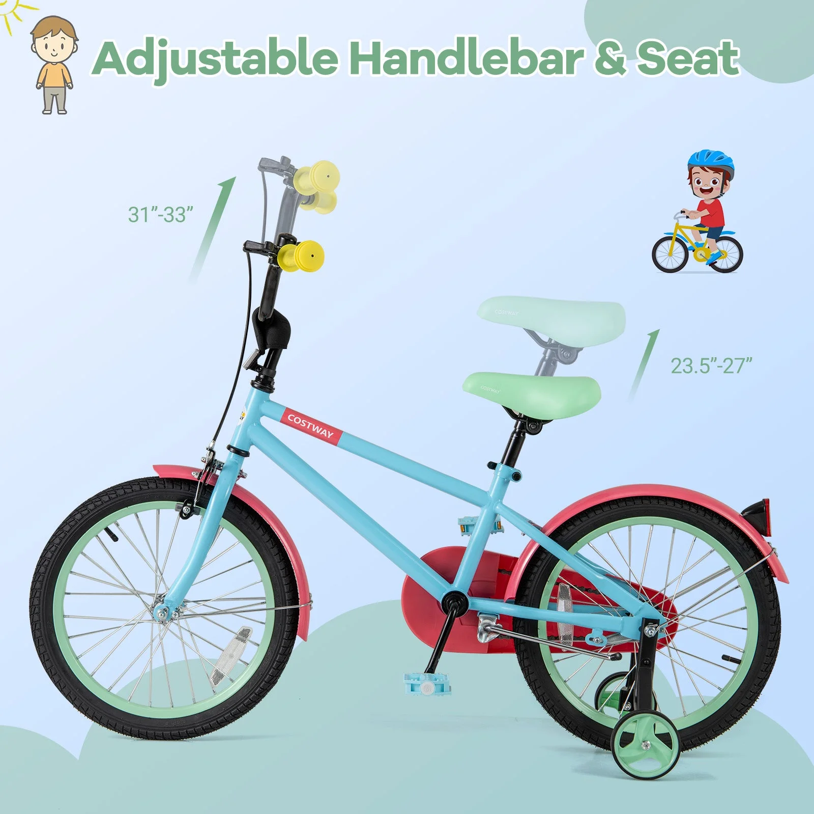 Kids Bike with Adjustable Handlebar and Saddle Blue-18 inches - Image 5