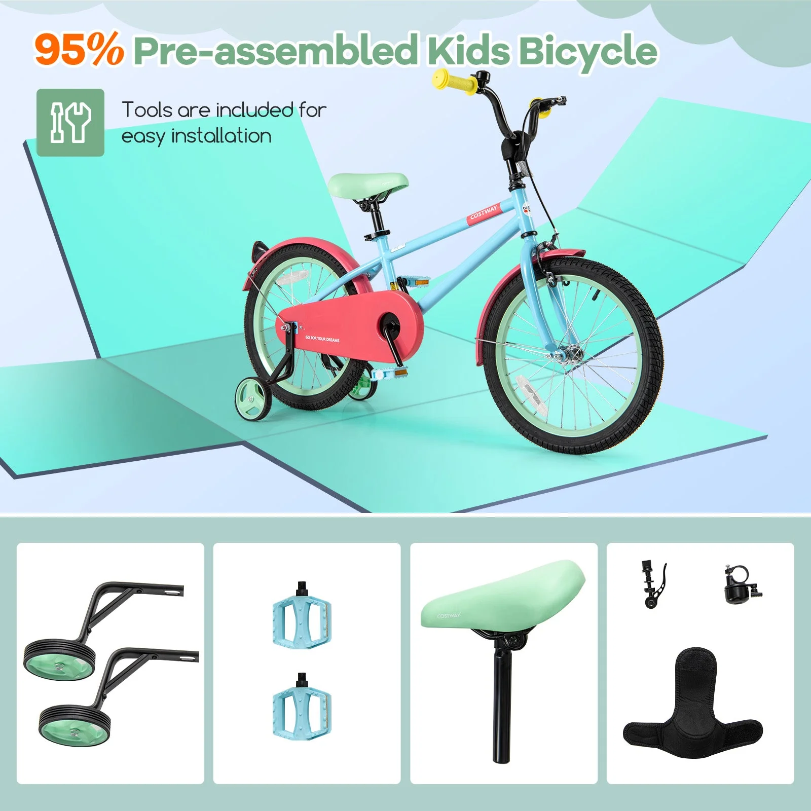 Kids Bike with Adjustable Handlebar and Saddle Blue-18 inches - Image 7
