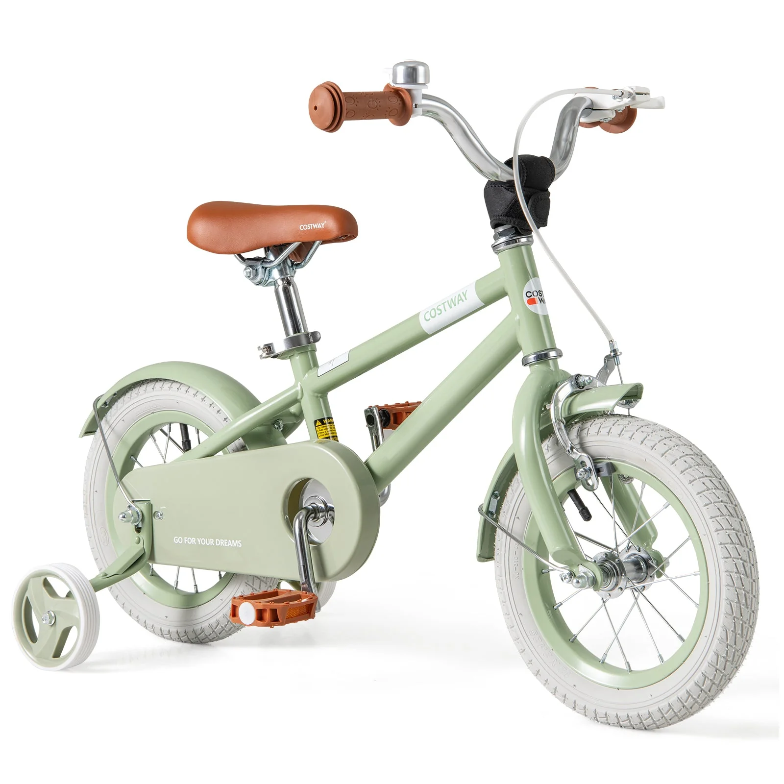 Kids Bike with Adjustable Handlebar and Saddle Green-12 Inches - Image 3