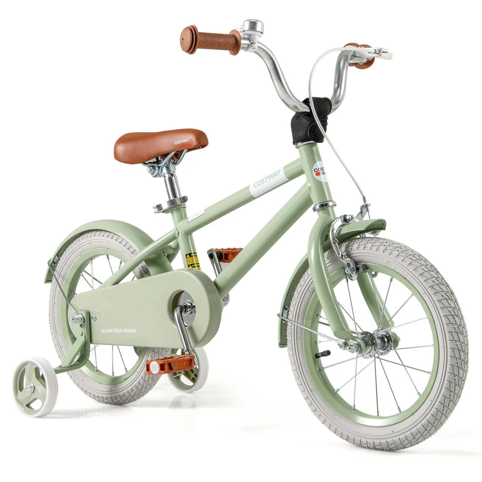 Kids Bike with Adjustable Handlebar and Saddle Green-14 Inches - Image 3