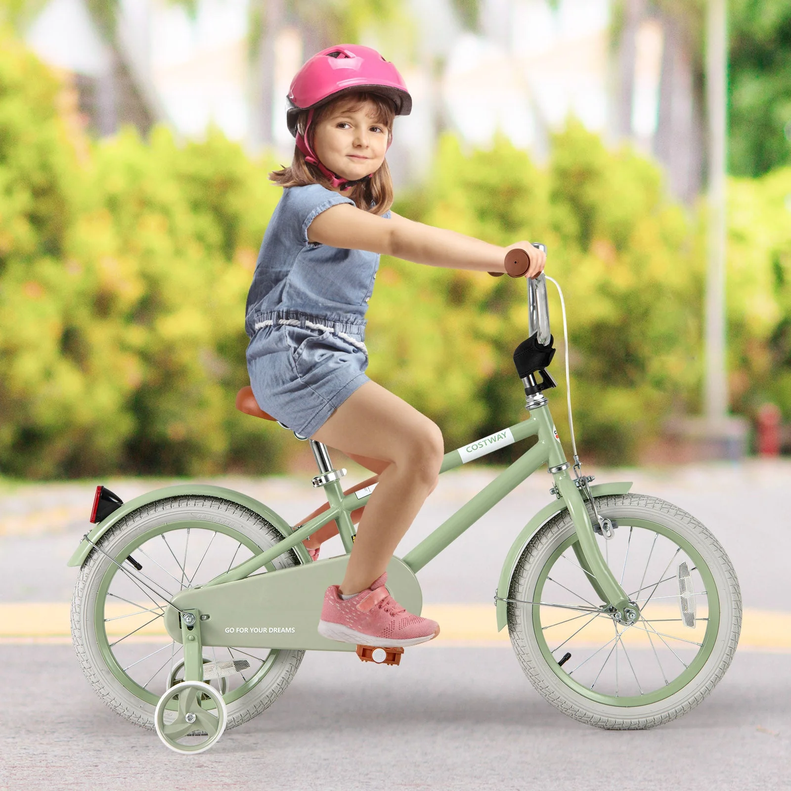 Kids Bike with Adjustable Handlebar and Saddle Green-16 Inches - Image 2