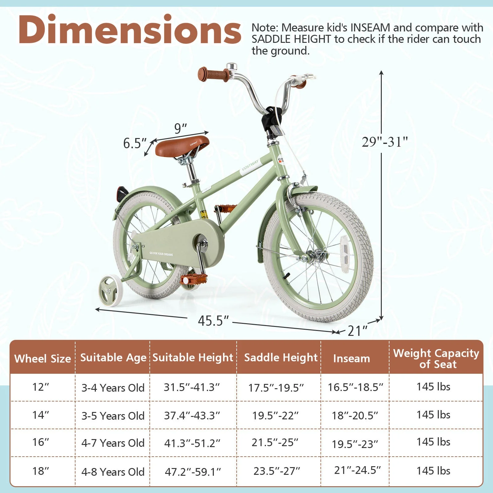 Kids Bike with Adjustable Handlebar and Saddle Green-16 Inches - Image 4