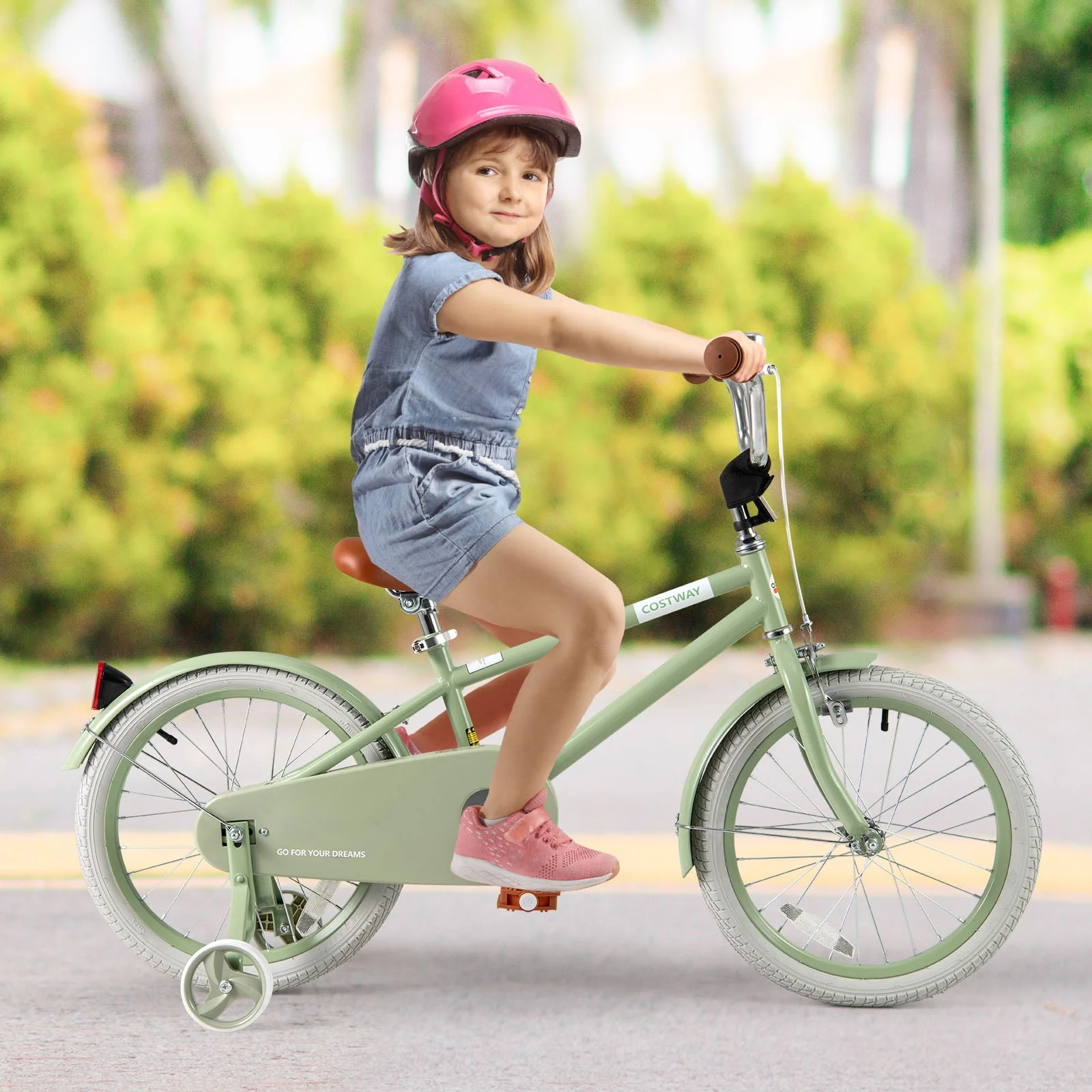 Kids Bike with Adjustable Handlebar and Saddle Green-18 Inches - Image 2