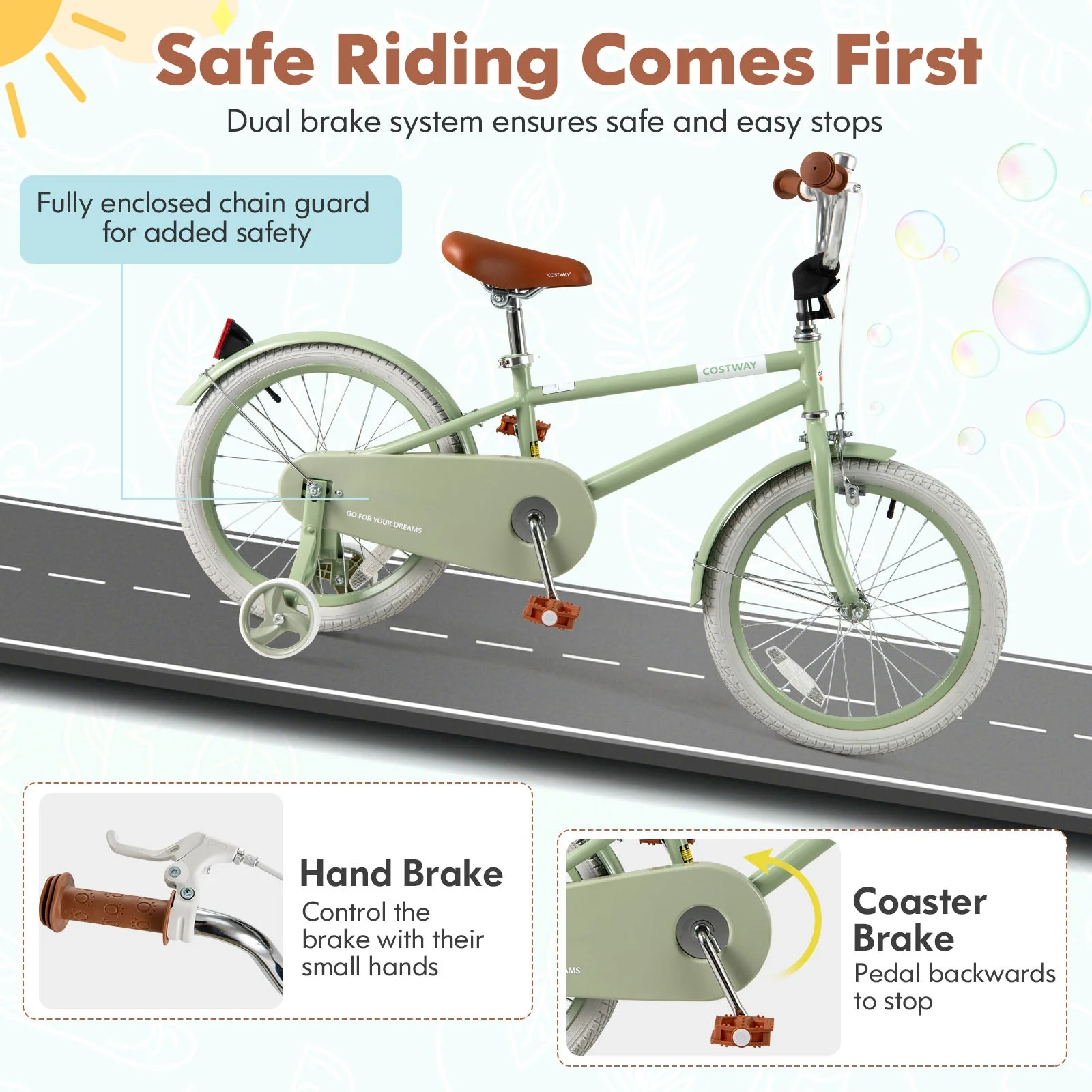 Kids Bike with Adjustable Handlebar and Saddle Green-18 Inches - Image 8