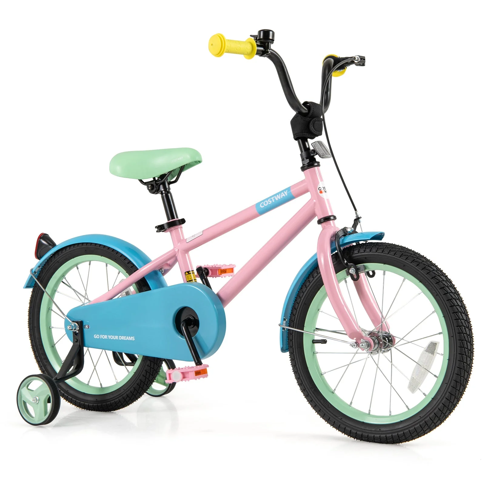 Kids Bike with Adjustable Handlebar and Saddle Pink-16 Inches - Image 3