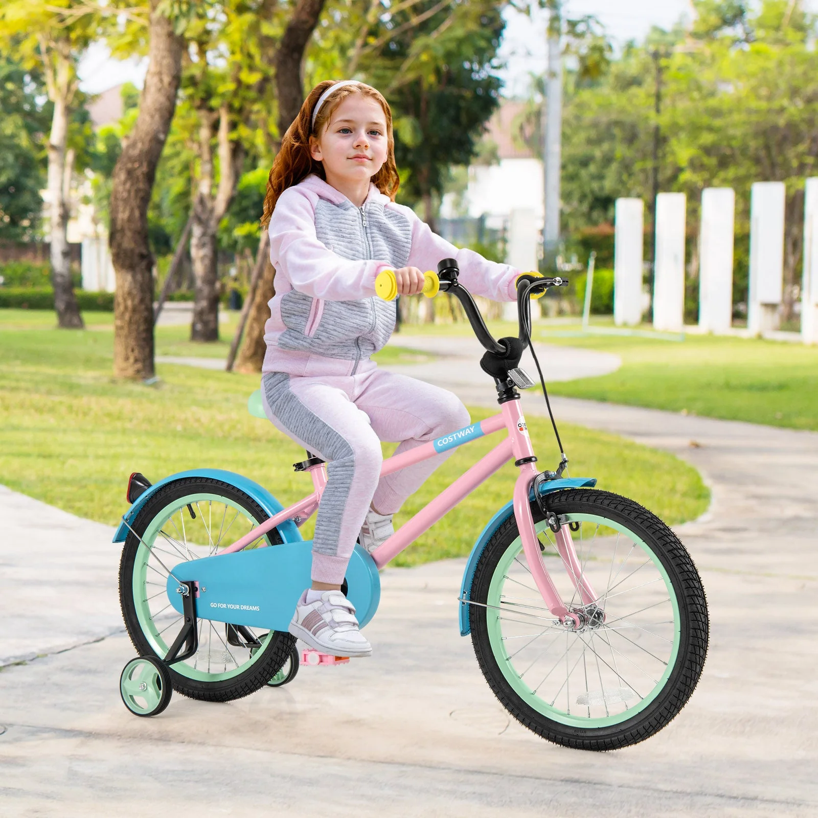 Kids Bike with Adjustable Handlebar and Saddle Pink-18 Inches - Image 2
