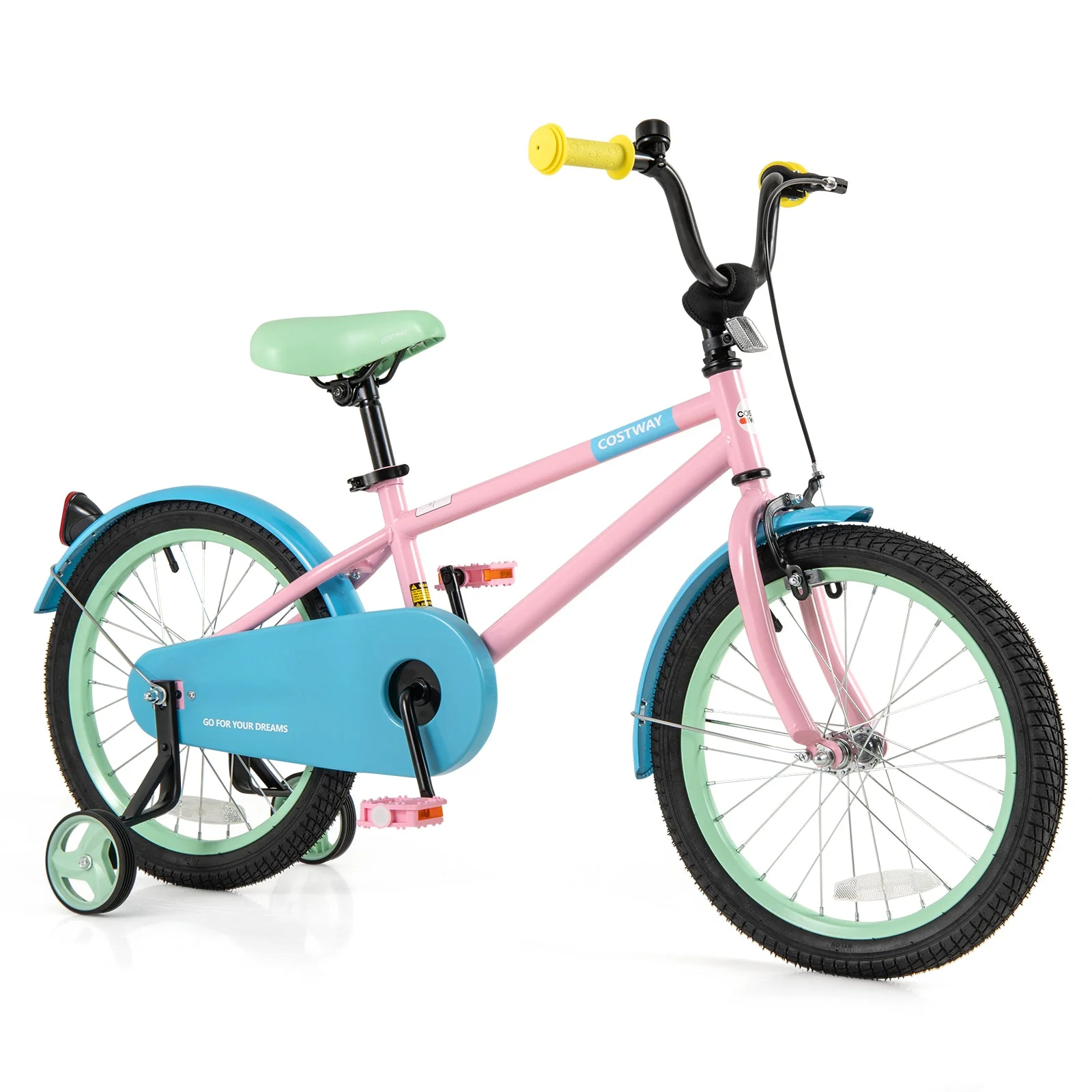 Kids Bike with Adjustable Handlebar and Saddle Pink-18 Inches - Image 3