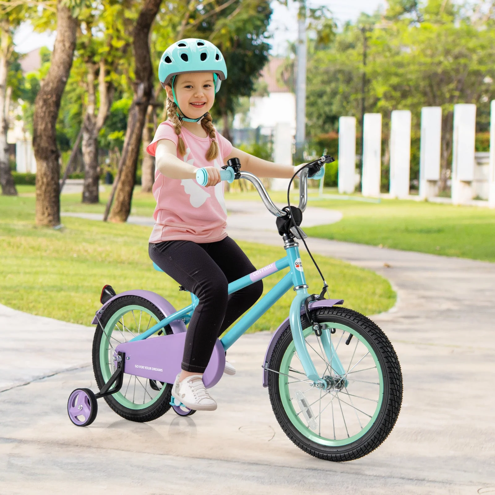 Kids Bike with Adjustable Handlebar and Saddle Purple-16 Inches - Image 2