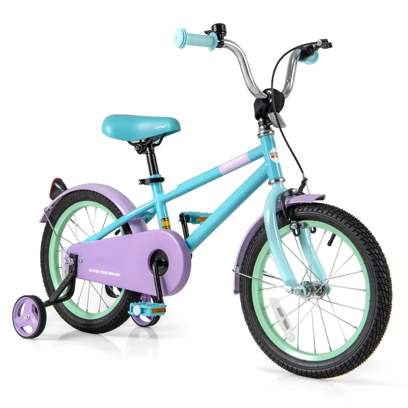 Kids Bike with Adjustable Handlebar and Saddle Purple-16 Inches - Image 3