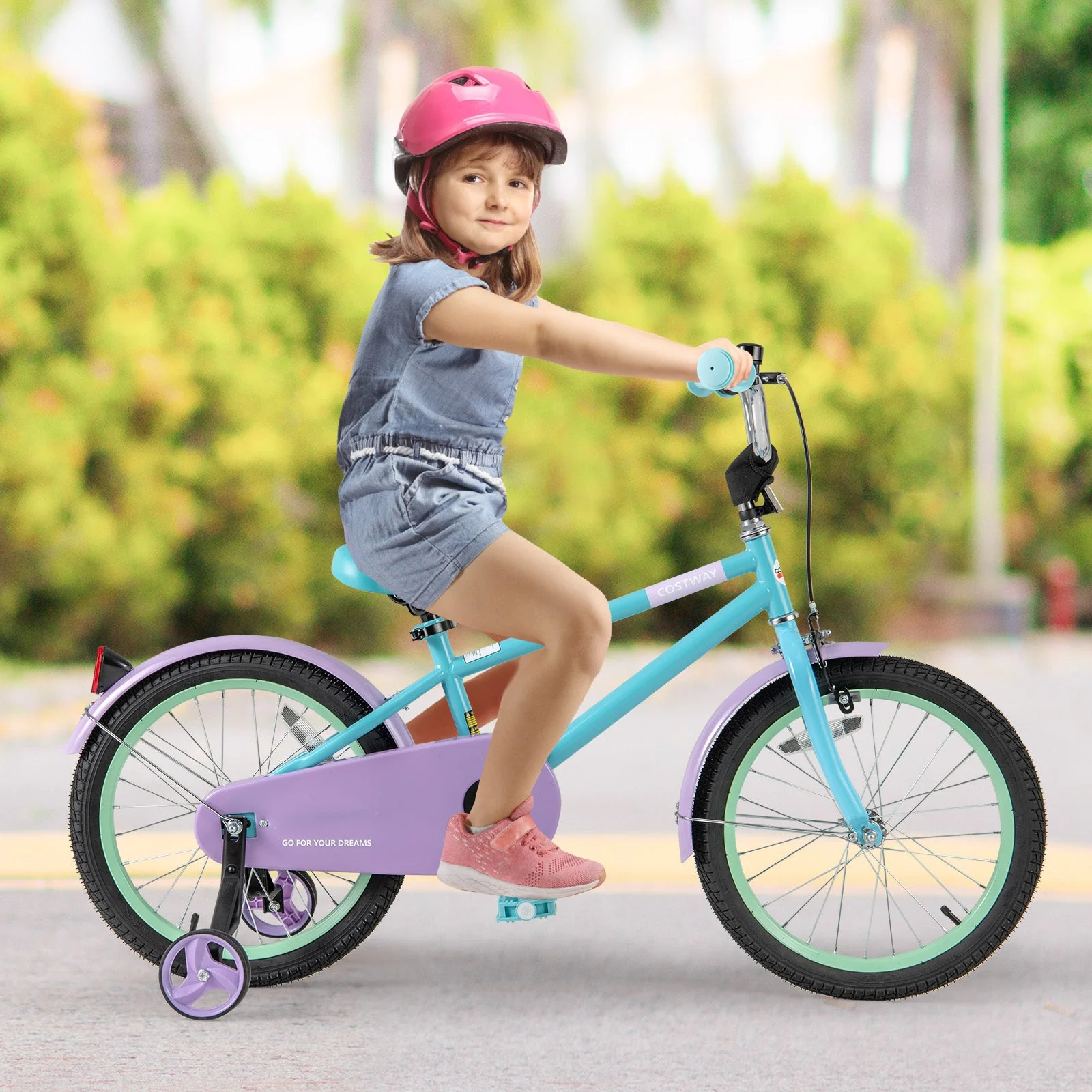 Kids Bike with Adjustable Handlebar and Saddle Purple-18 Inches - Image 2