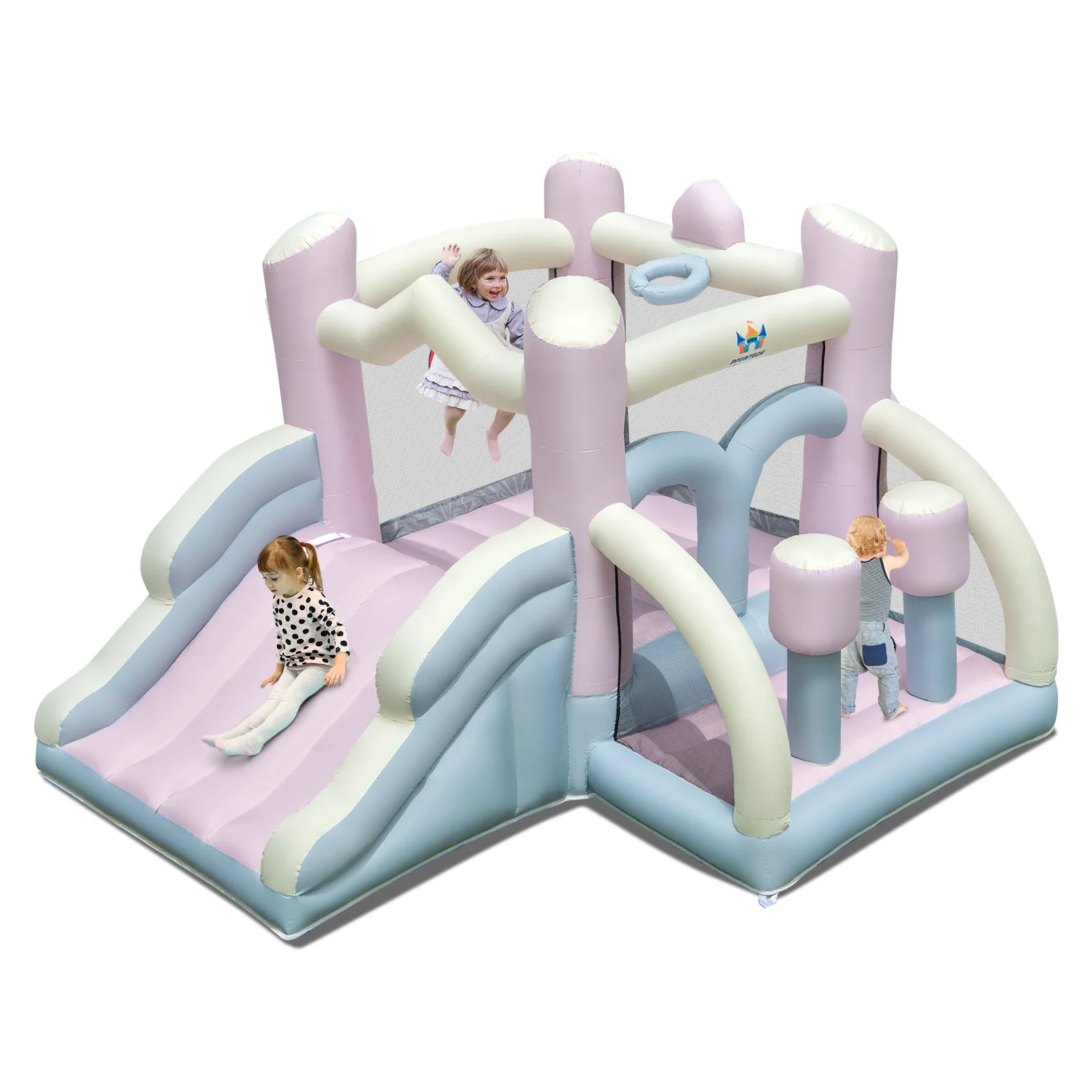 Kids Bounce House with Slide and 2 Boxing Columns for Party without Blower - Image 6