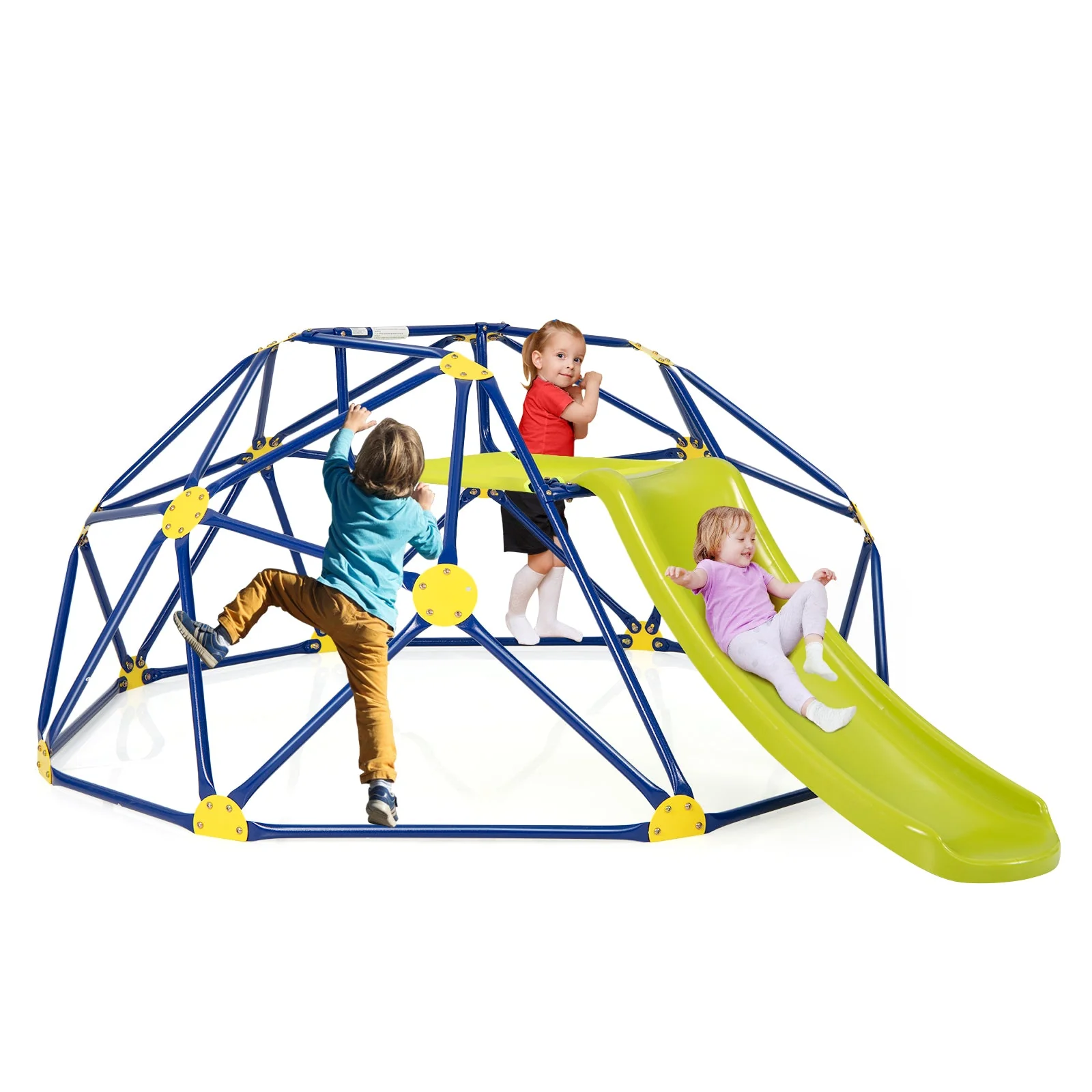 Kids Climbing Dome with Slide and Fabric Cushion for Garden Yard-Blue - Image 3