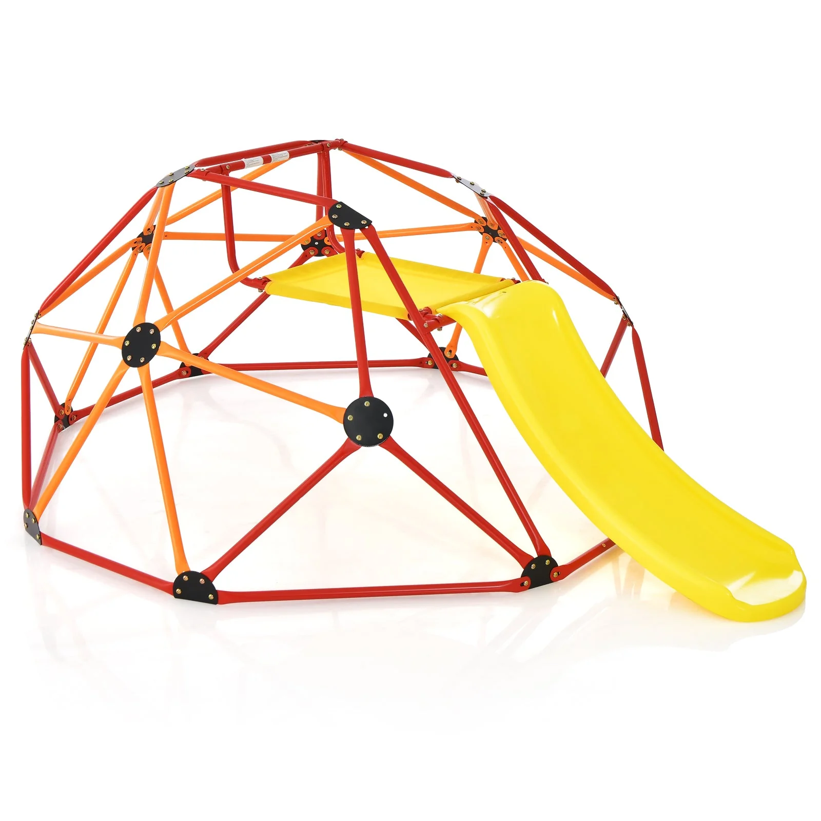 Kids Climbing Dome with Slide and Fabric Cushion for Garden Yard-Orange - Image 3