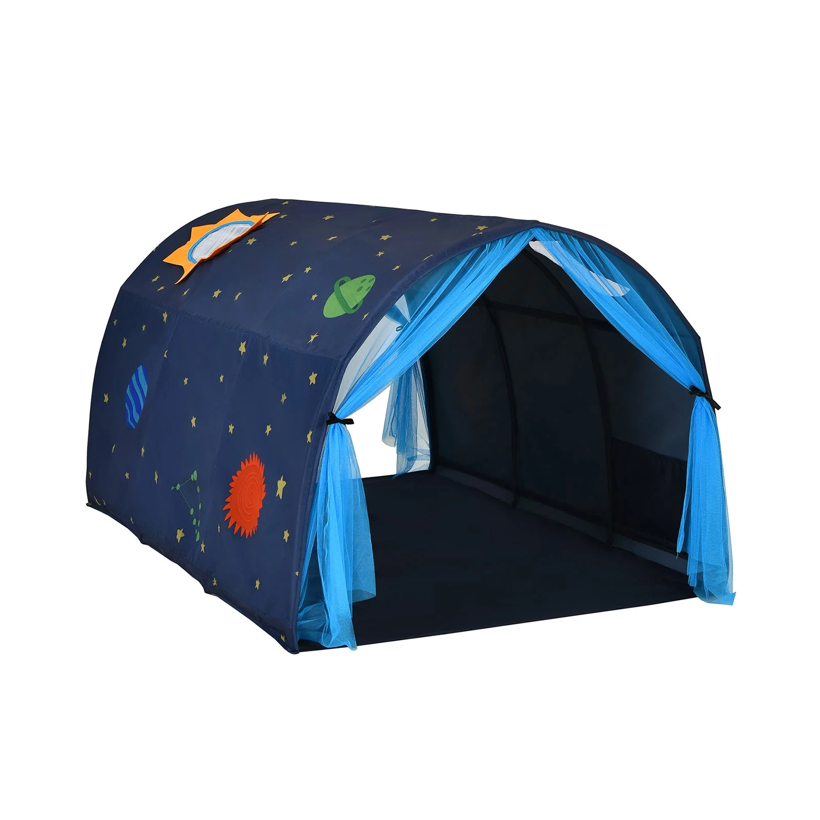 Kids Galaxy Starry Sky Dream Portable Play Tent with Double Net Curtain-Blue - Image 3