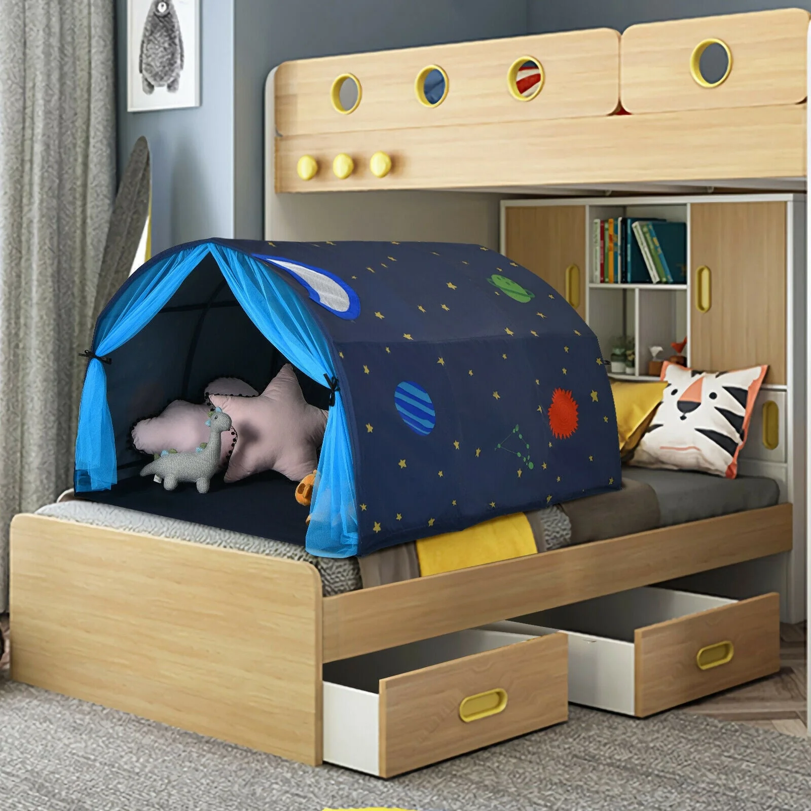 Kids Galaxy Starry Sky Dream Portable Play Tent with Double Net Curtain-Blue - Image 7