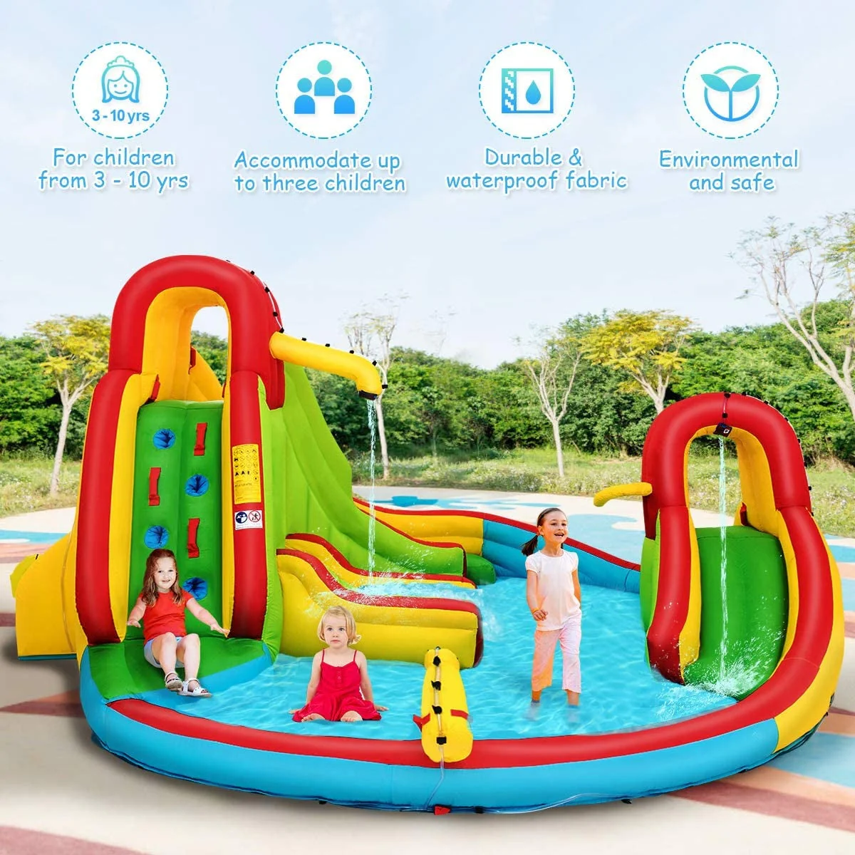 Kids Gift Inflatable Water Slide Bounce Park with 480 W Blower - Image 4