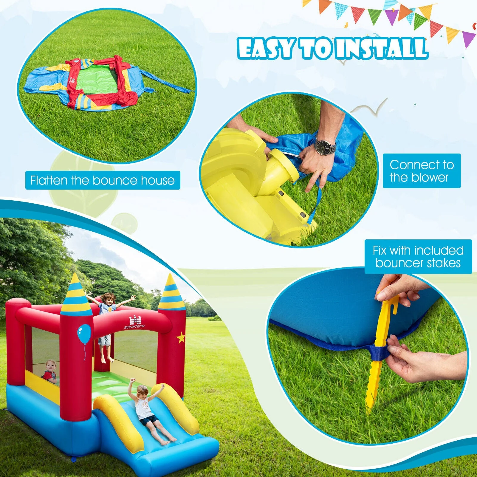 Kids Inflatable Bounce Castle Excluded Blower - Image 2