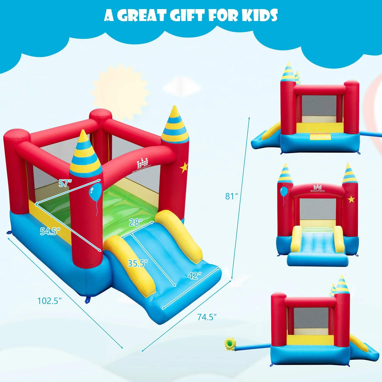 Kids Inflatable Bounce Castle Excluded Blower - Image 4