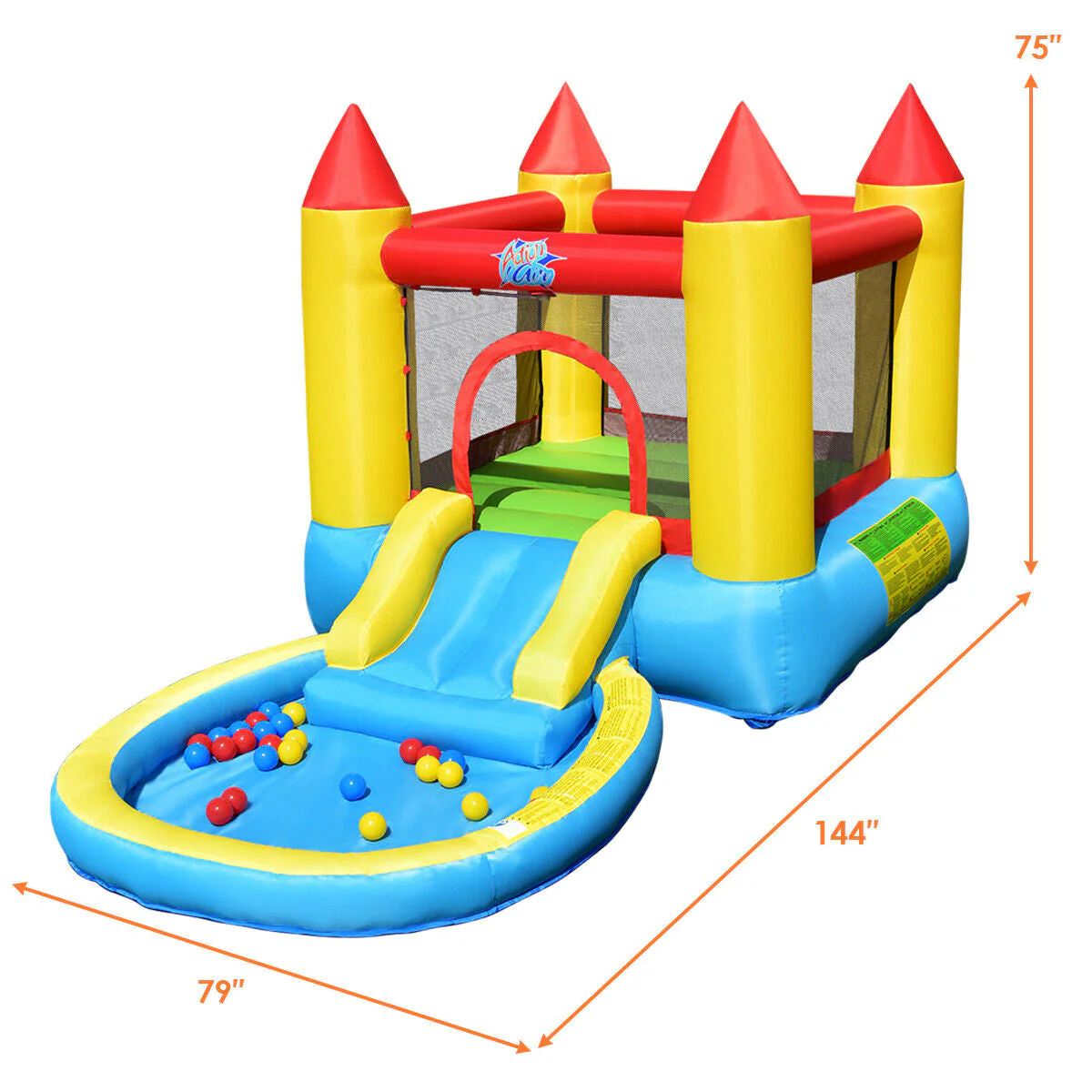 Kids Inflatable Bounce House Castle with Balls Pool and Bag - Image 4