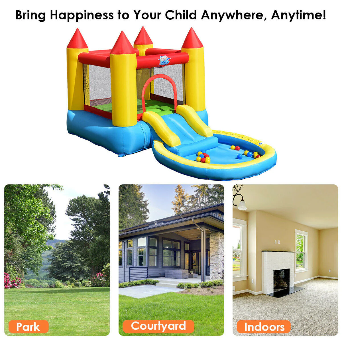 Kids Inflatable Bounce House Castle with Balls Pool and Bag - Image 5