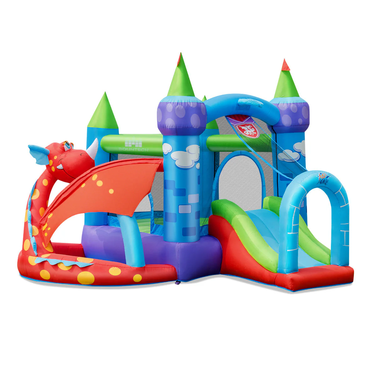 Kids Inflatable Bounce House Dragon Jumping Slide Bouncer Castle with 740W Blower - Image 3
