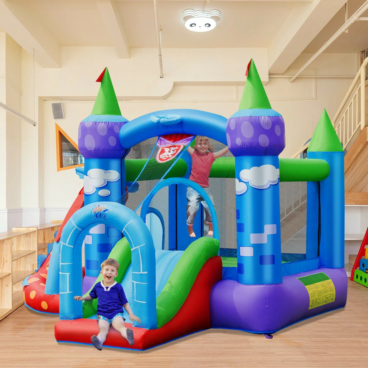 Kids Inflatable Bounce House Dragon Jumping Slide Bouncer Castle with 740W Blower - Image 6