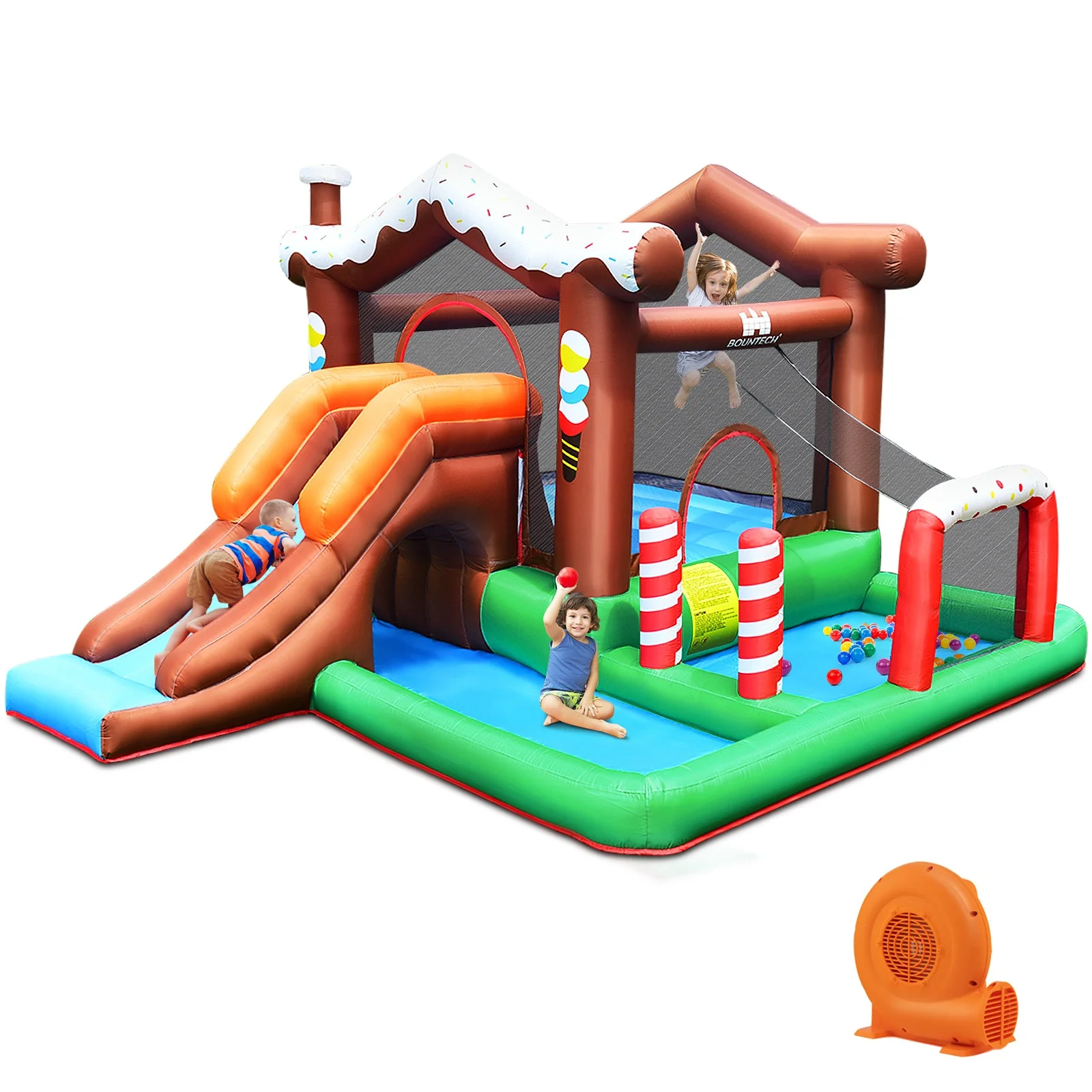 Kids Inflatable Bounce House Jumping Castle Slide Climber Bouncer with 550W Blower - Image 2