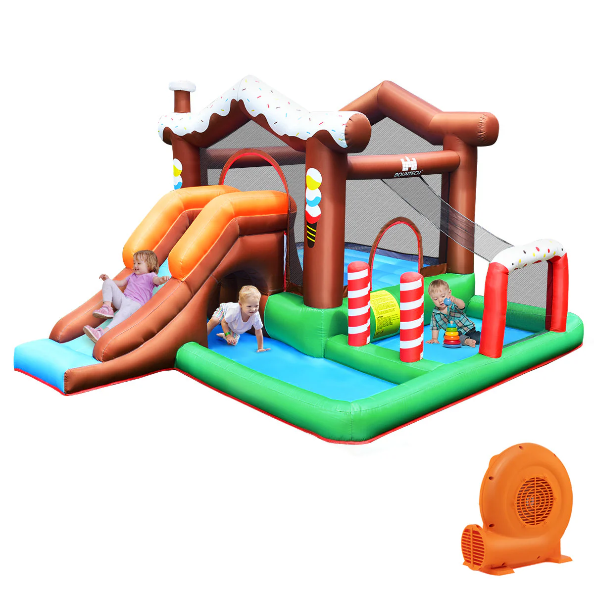 Kids Inflatable Bounce House Jumping Castle Slide Climber Bouncer with 550W Blower - Image 3