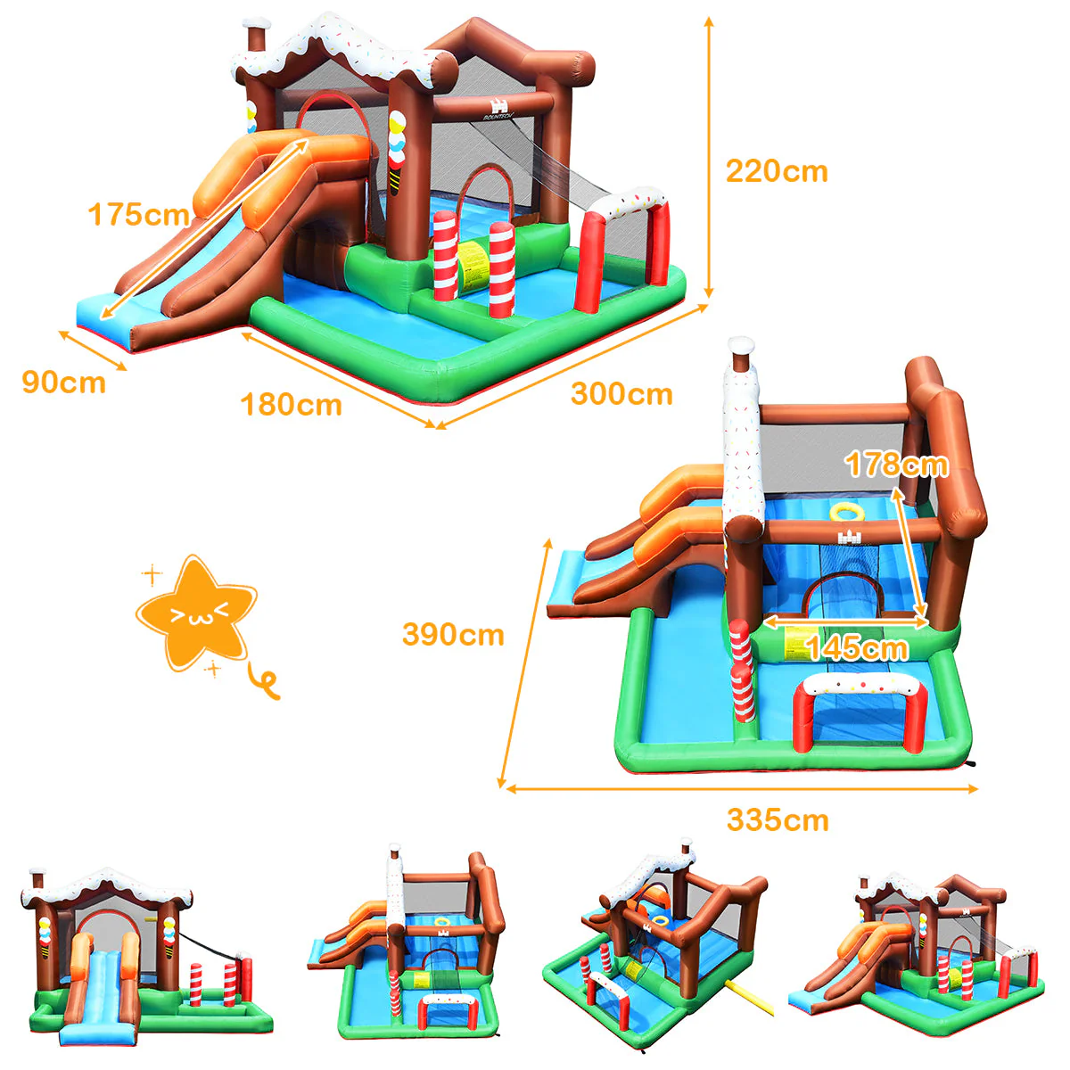 Kids Inflatable Bounce House Jumping Castle Slide Climber Bouncer with 550W Blower - Image 4