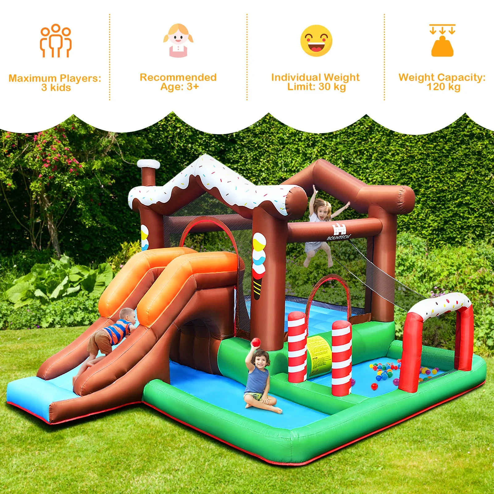 Kids Inflatable Bounce House Jumping Castle Slide Climber Bouncer with 550W Blower - Image 5