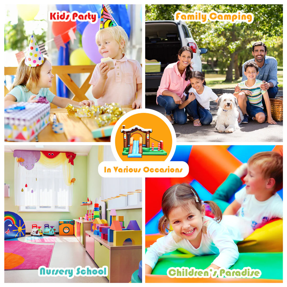 Kids Inflatable Bounce House Jumping Castle Slide Climber Bouncer with 550W Blower - Image 6